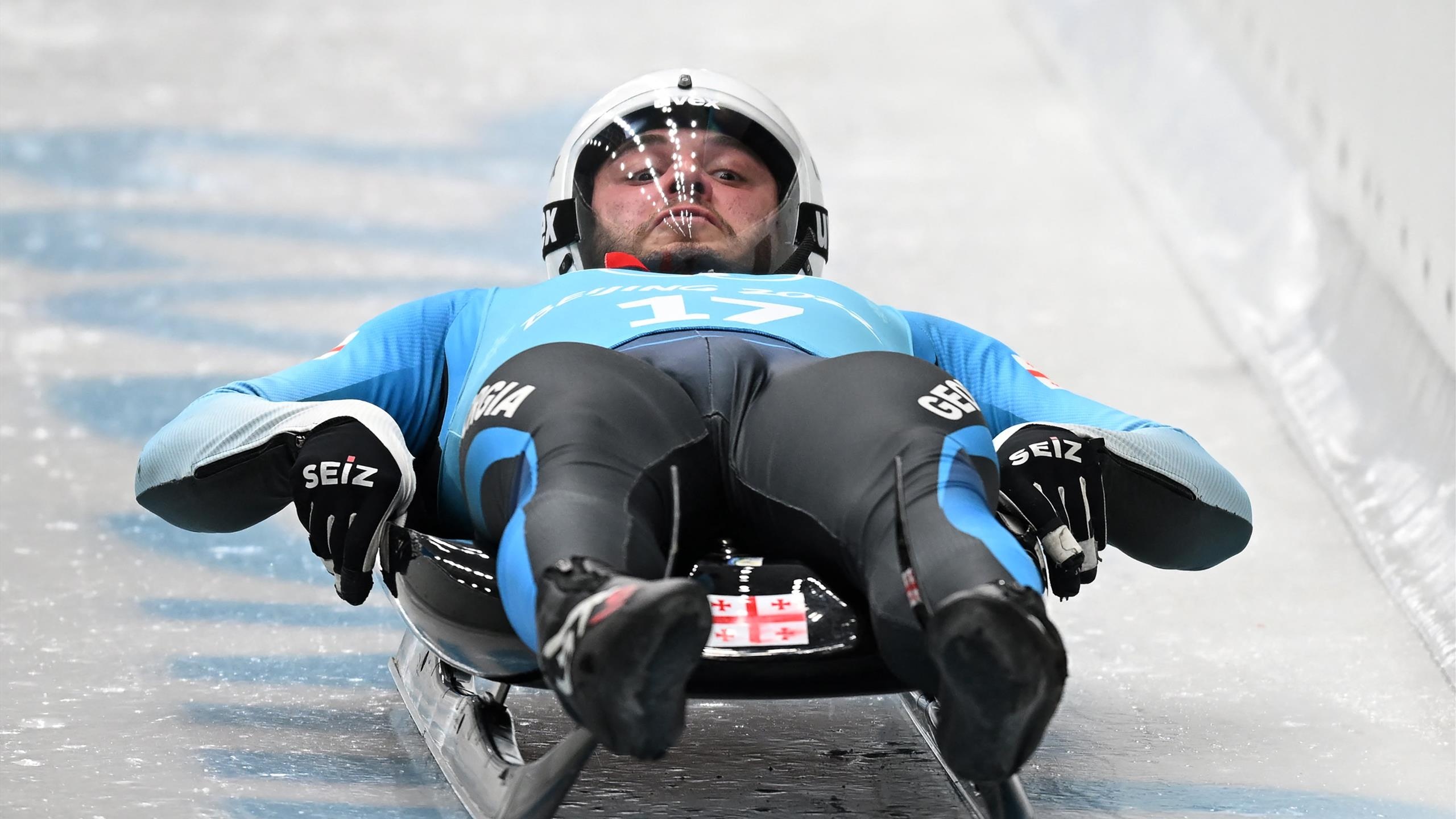 Sledding: Luge, Winter Olympics 2022, Sliding on an Icy Track. 2560x1440 HD Wallpaper.