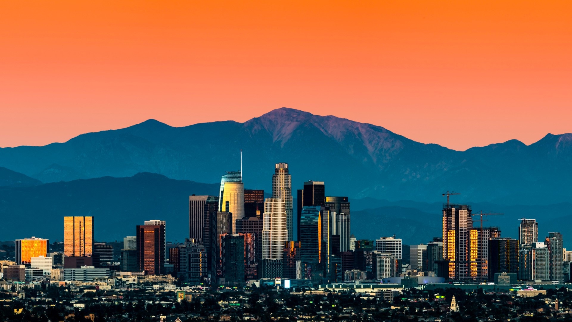 Los Angeles Skyline, Travels, Sunset view, California USA, 1920x1080 Full HD Desktop