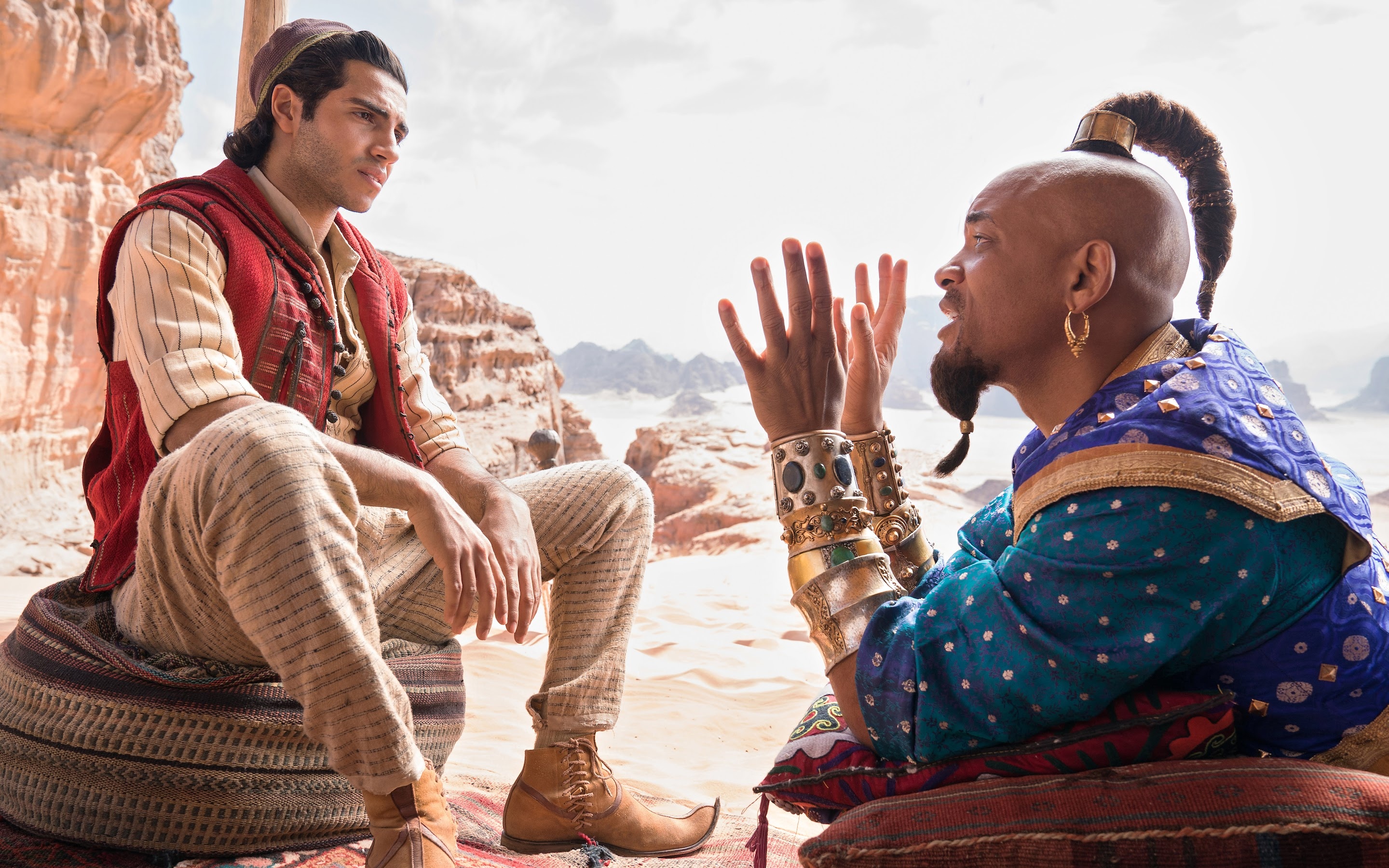 Aladdin and Genie, Will Smith's portrayal, 2019 movie, Mena Massoud's performance, 2880x1800 HD Desktop