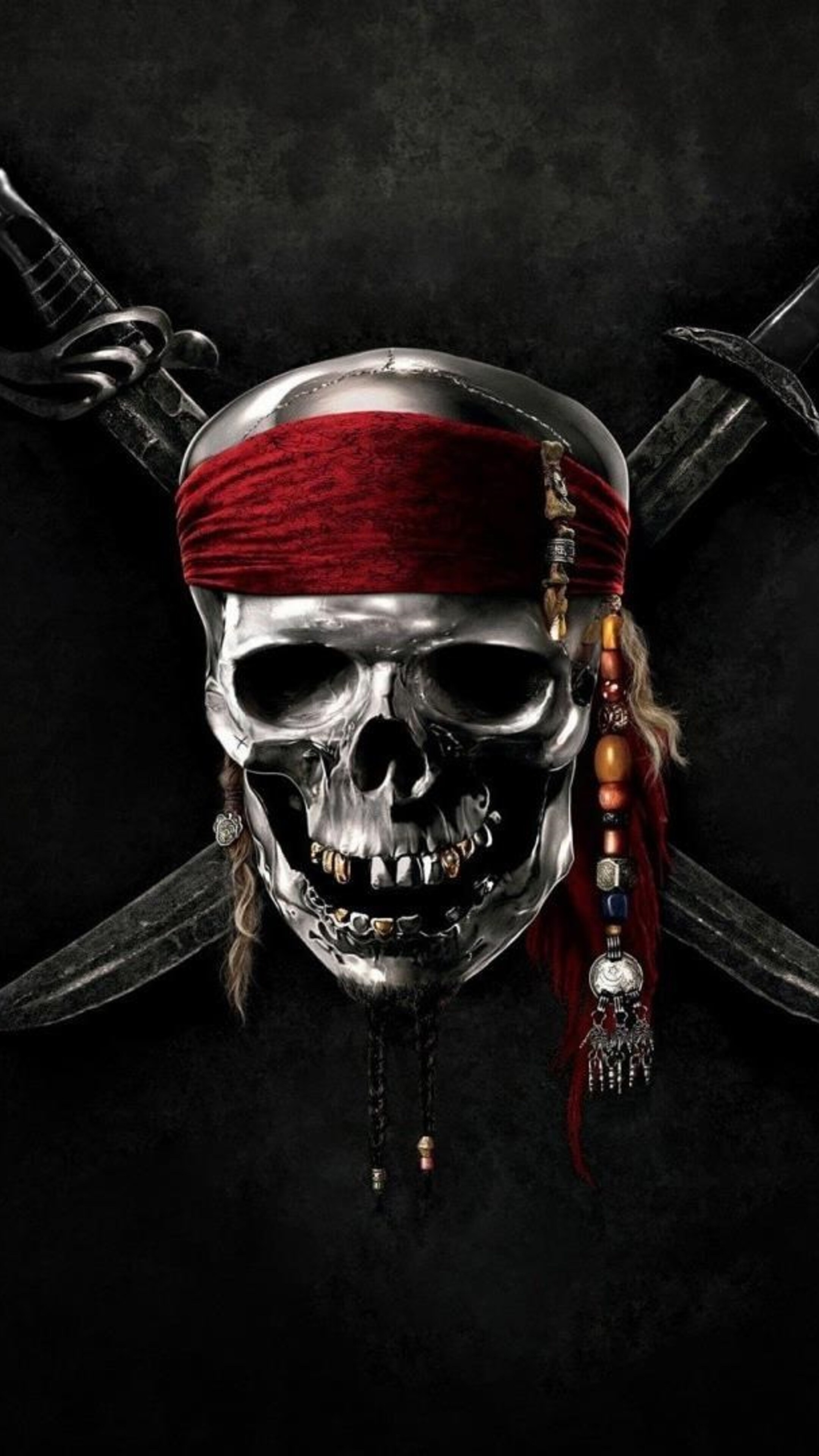 Pirates of the Caribbean: Disney media franchise, Skull. 2160x3840 4K Background.