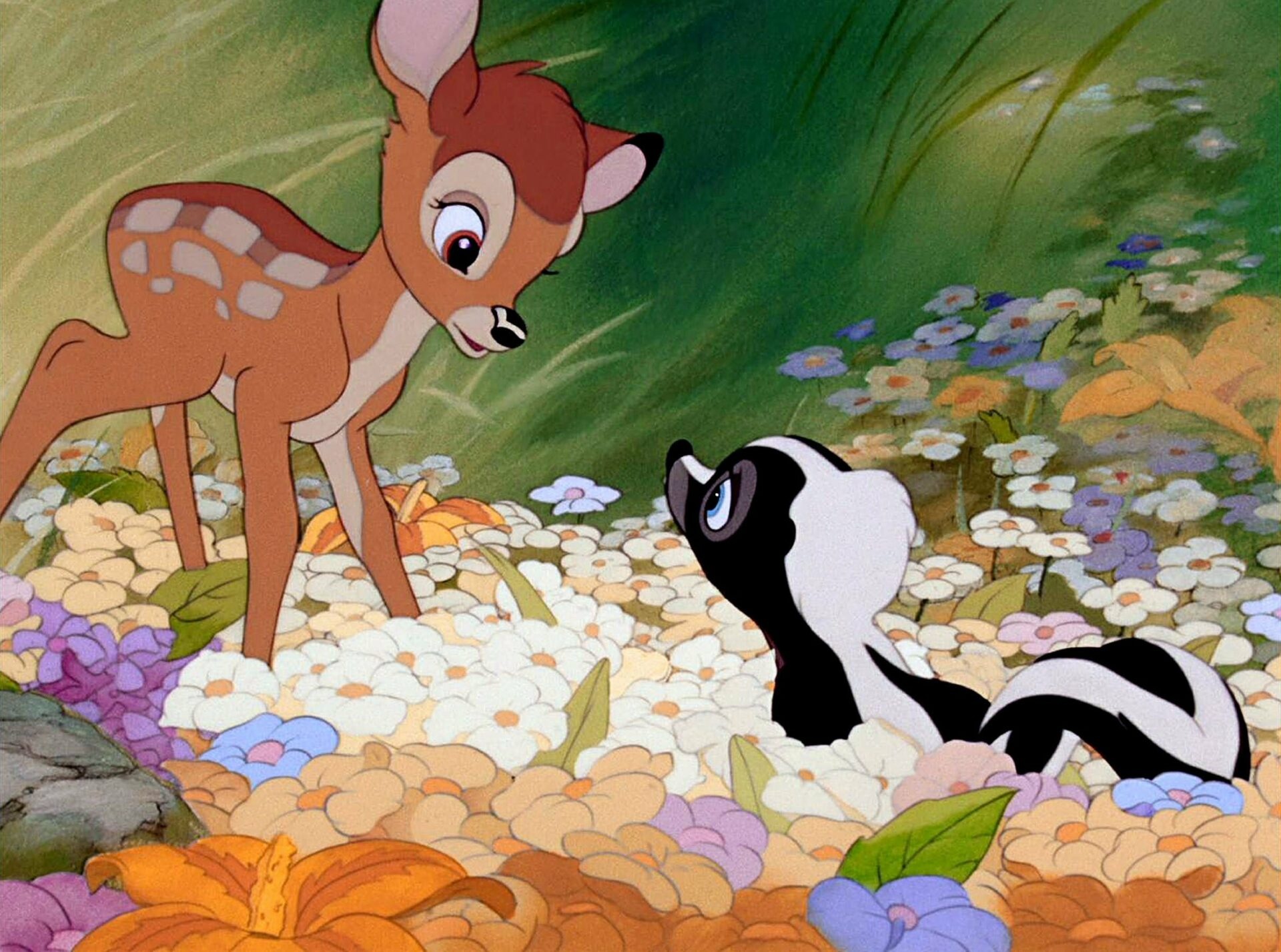 Bambi and Flower, Disney cuteness, 1942 wildlife, Iconic image, 1920x1430 HD Desktop