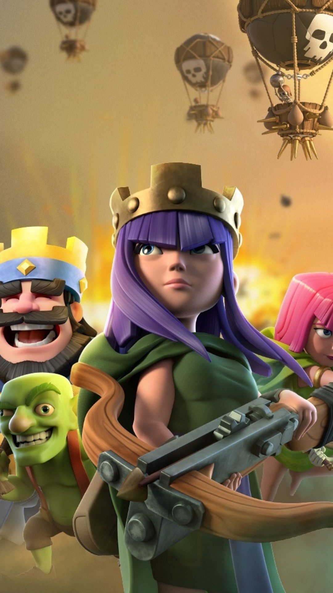 Clash of Clans: Clash Royale, The sequel to CoC and takes a different approach to gameplay. 1080x1920 Full HD Background.