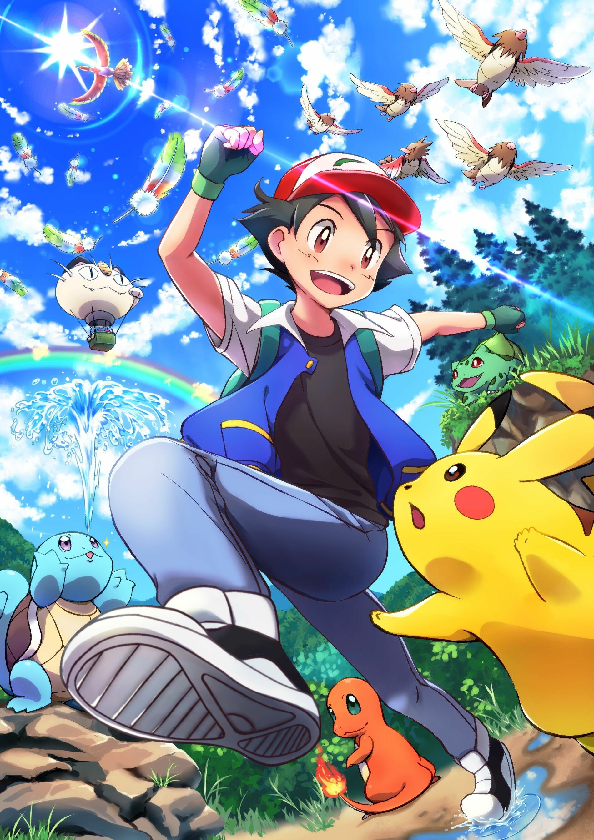 Pokemon (Anime): Ash, Satoshi, A fictional character, Pikachu. 1900x2690 HD Wallpaper.