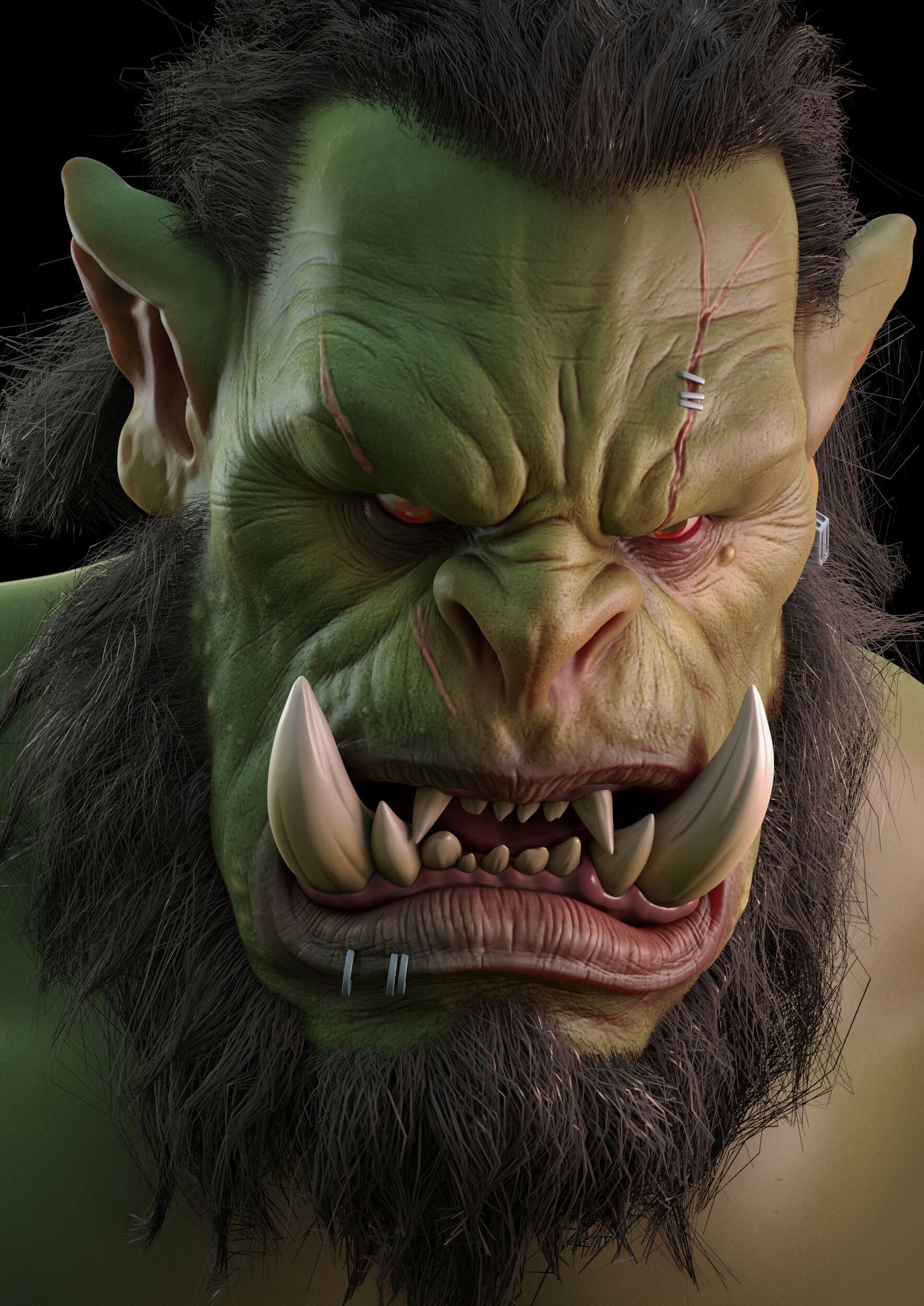 M Orc portrait, Warcraft art, Detailed character, Stunning artwork, 1770x2500 HD Phone