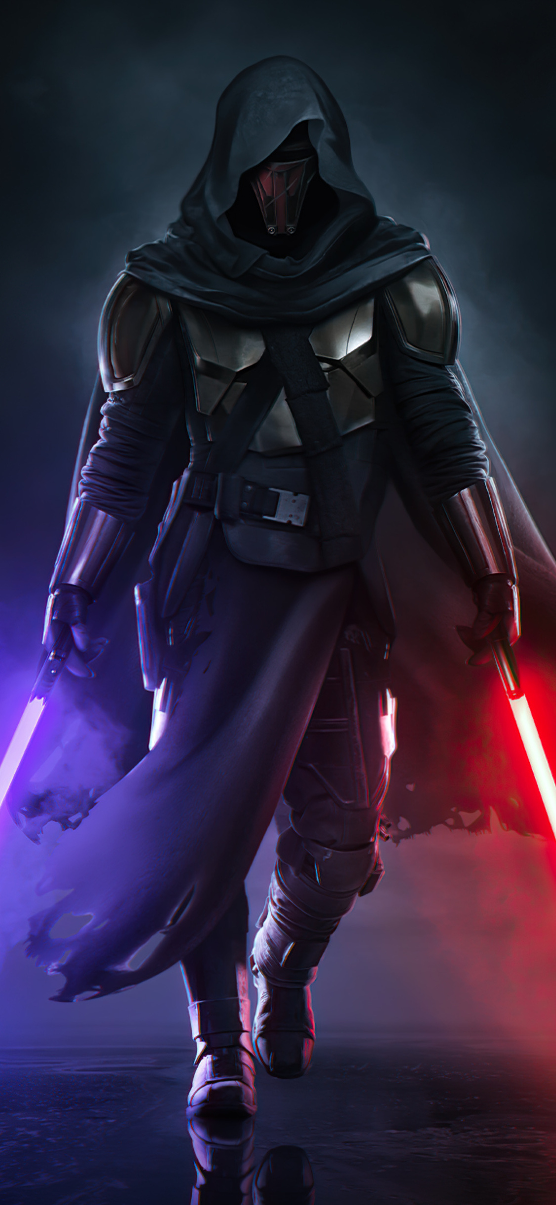 Darth Revan: Was turned to the dark side of the Force by the Immortal Emperor, Valkorion. 1130x2440 HD Wallpaper.