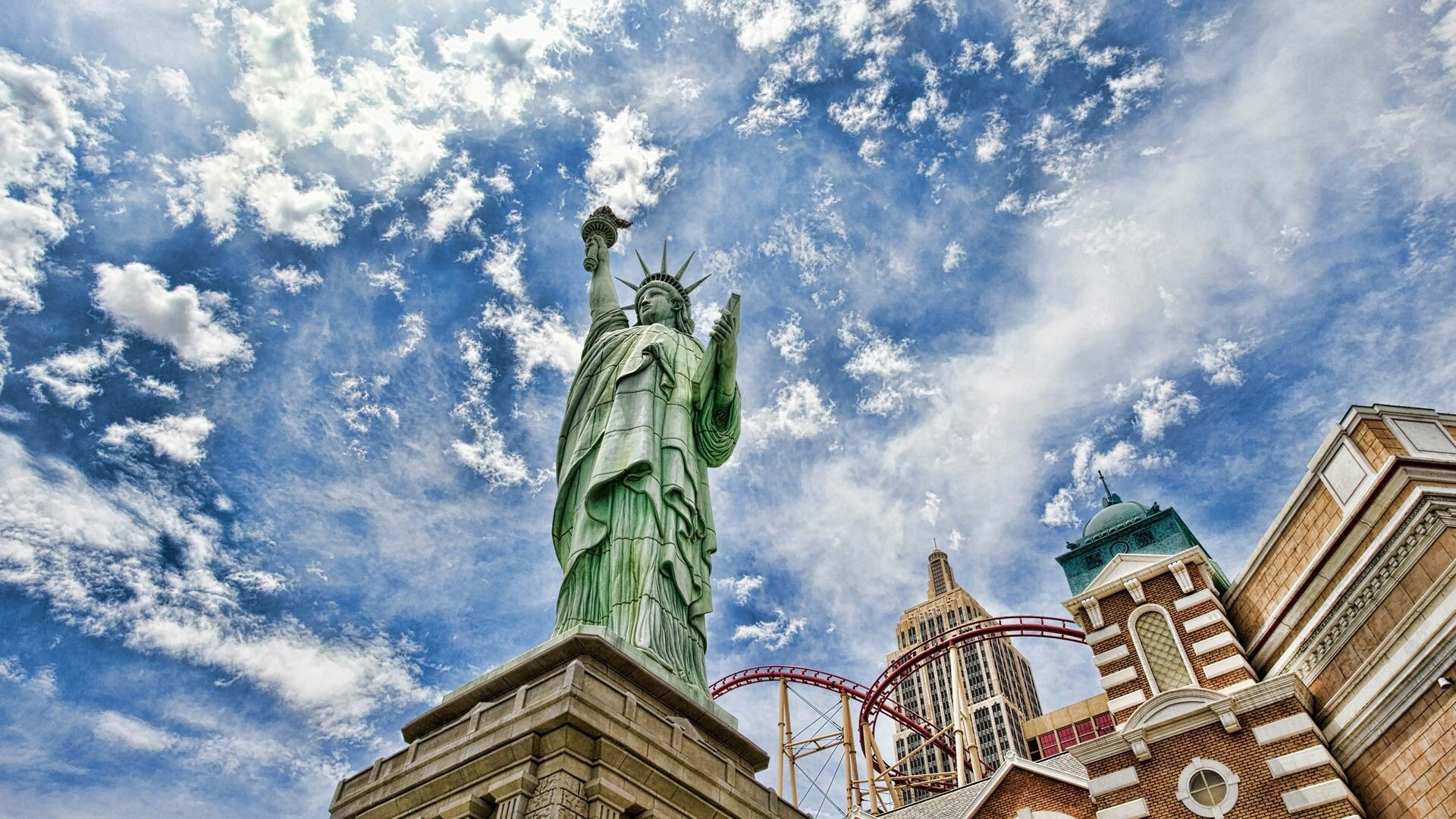 United States: Statue of Liberty, Liberty Island, New York Harbor, NYC. 1920x1080 Full HD Background.