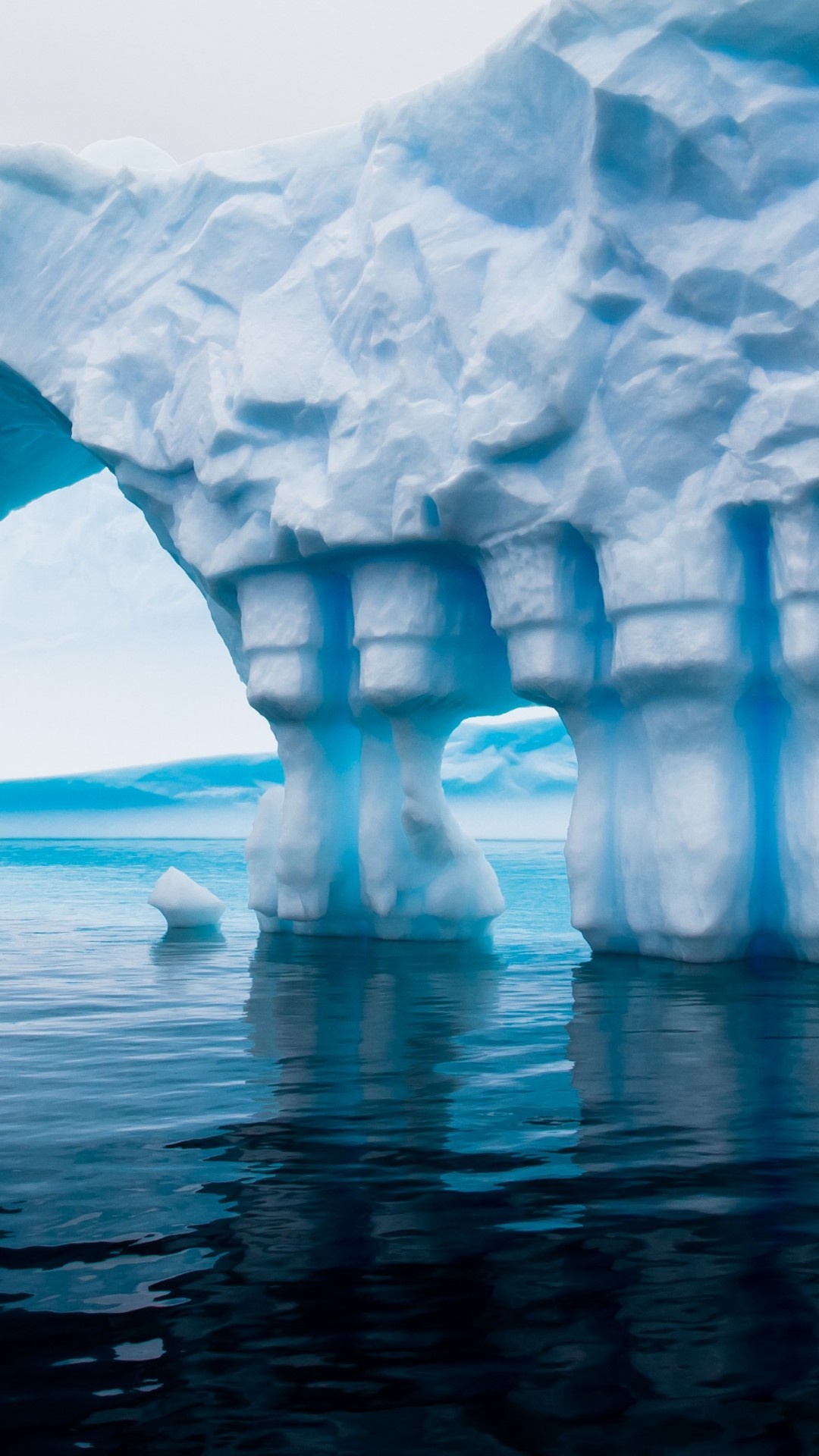 Iceberg, Blue water, Sea reflection, Nature, 1080x1920 Full HD Phone
