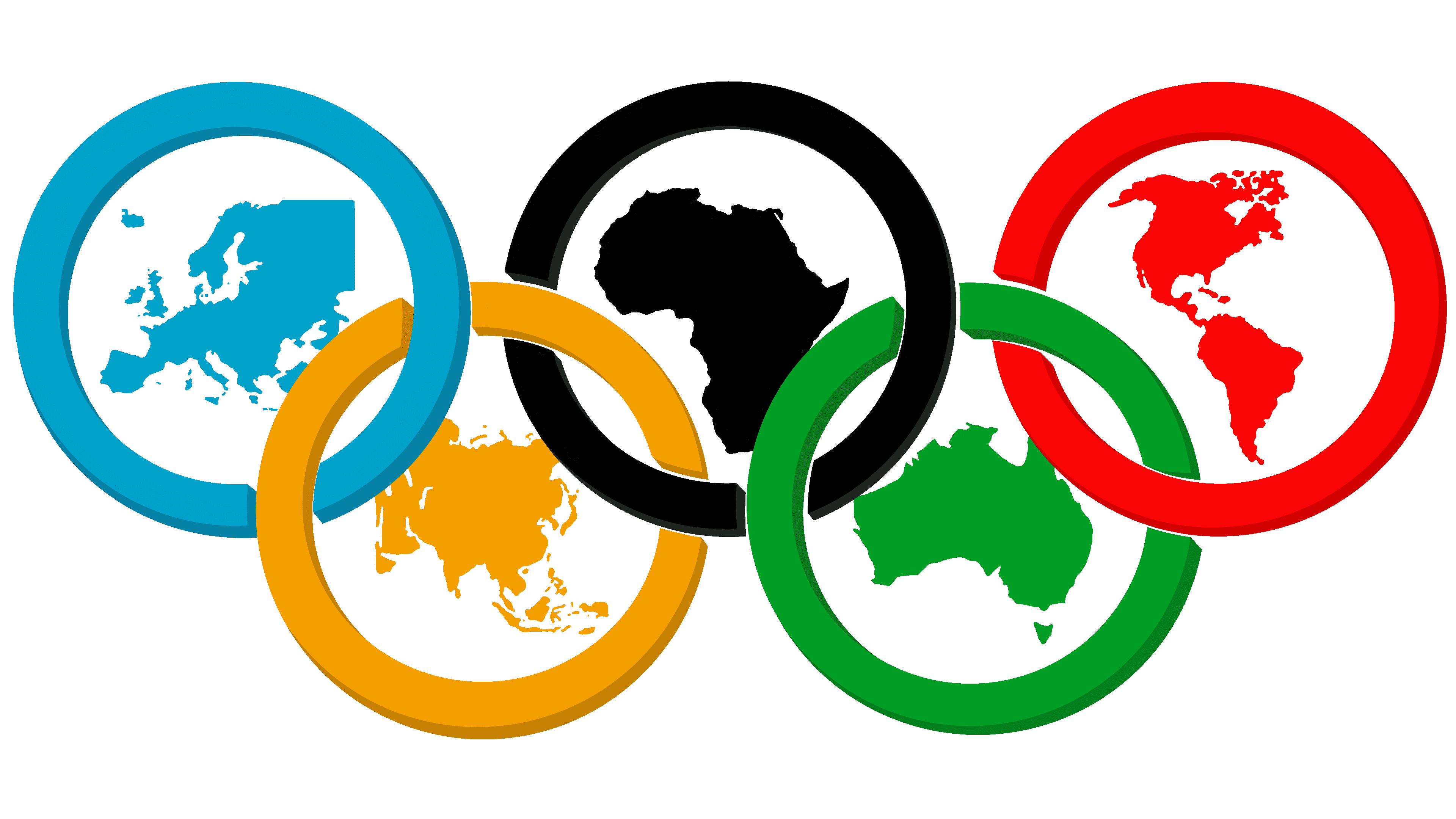 Olympics: The Olympic symbol, The union of the five continents, Pierre de Coubertin. 3840x2160 4K Background.