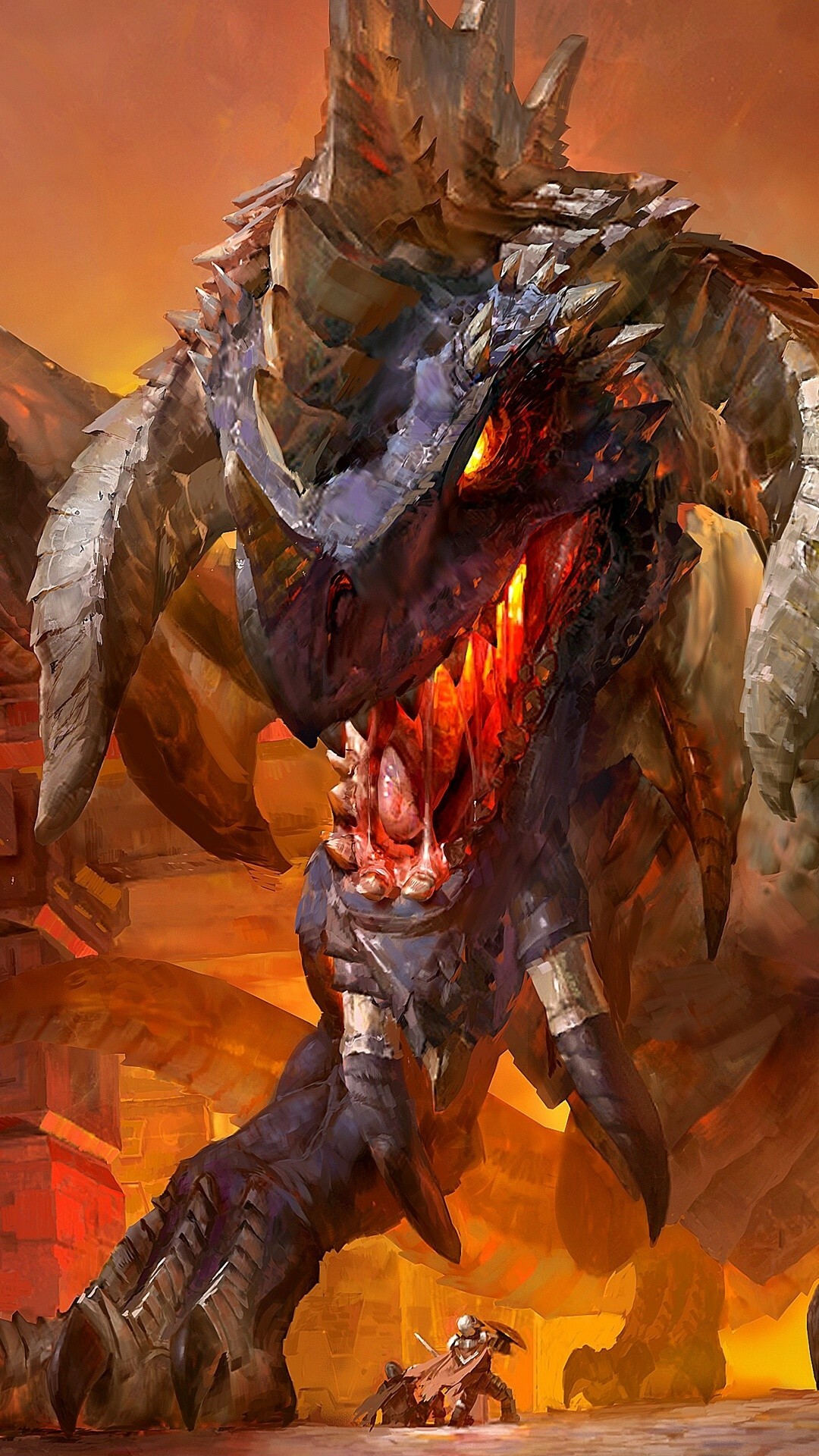 Hearthstone: Nefarian, also known as Blackwing, was the eldest son of Deathwing and his Prime Consort Sintharia, A fantasy video game. 1080x1920 Full HD Background.