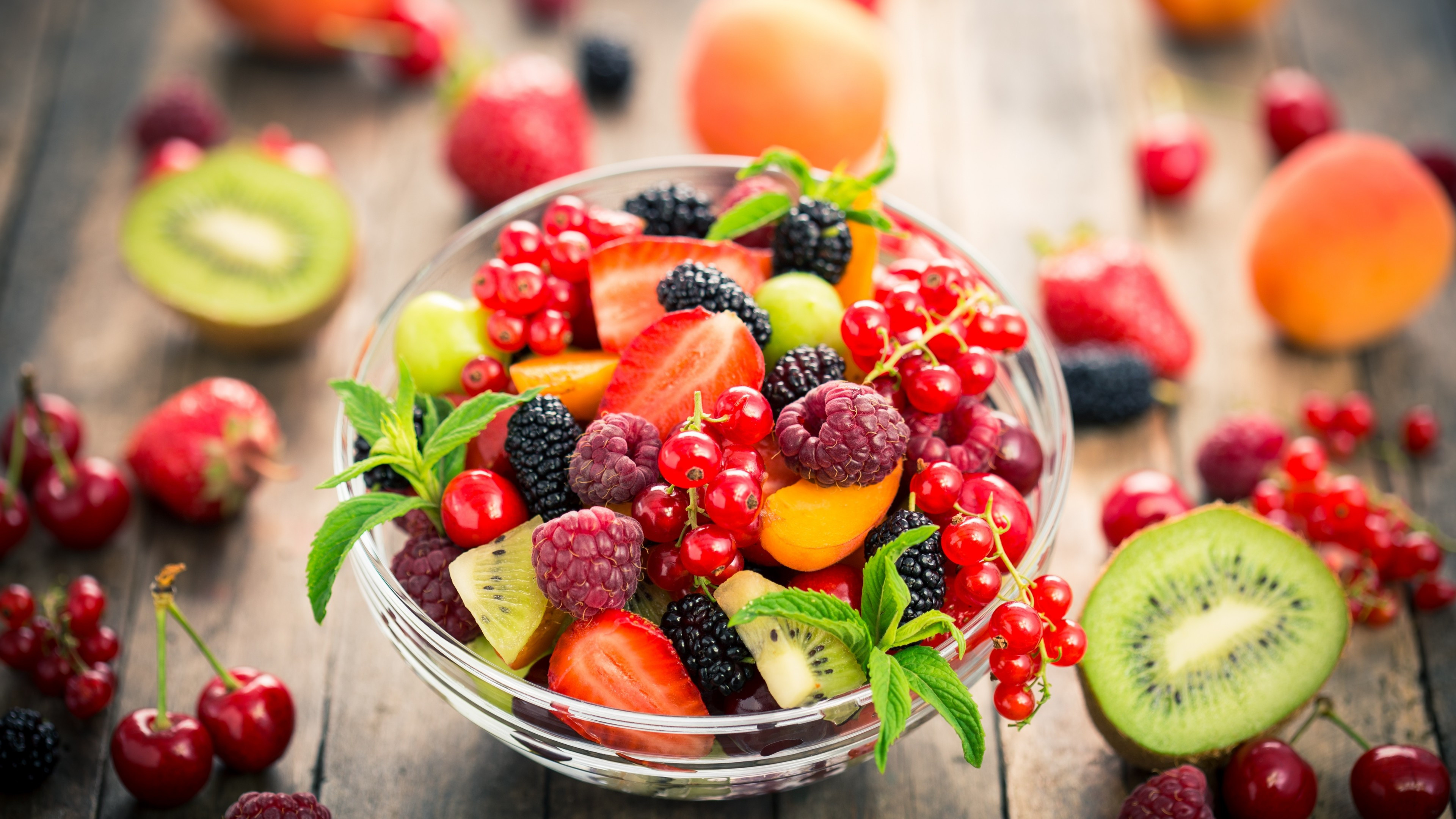 Berries kiwi fruit, Bowl of fruits, Colorful and refreshing, Healthy snack, 3840x2160 4K Desktop