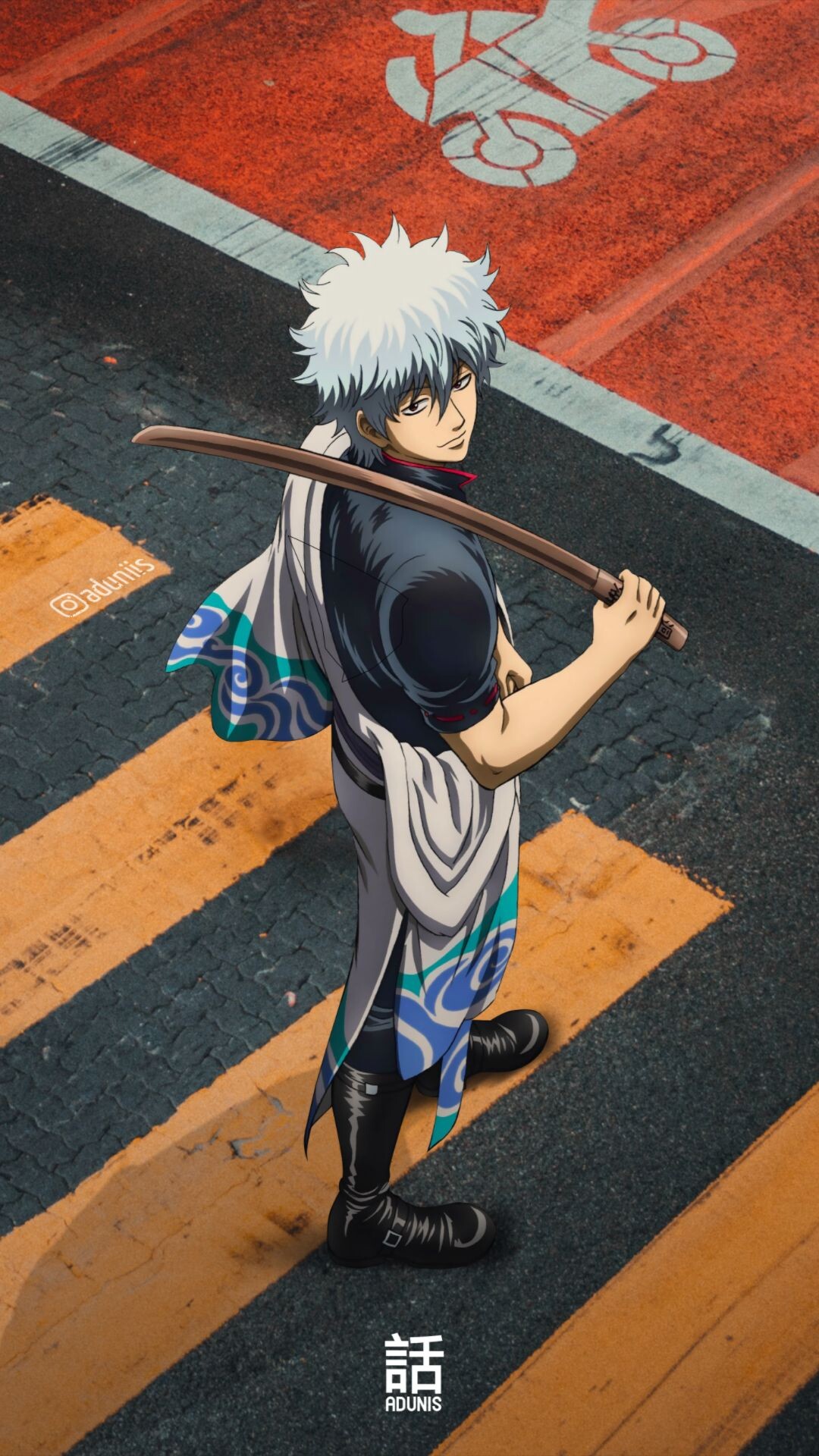 Gintoki Sakata: Gintama warrior with a sword, A veteran in the Joui War with a range of  fighting abilities. 1080x1920 Full HD Wallpaper.