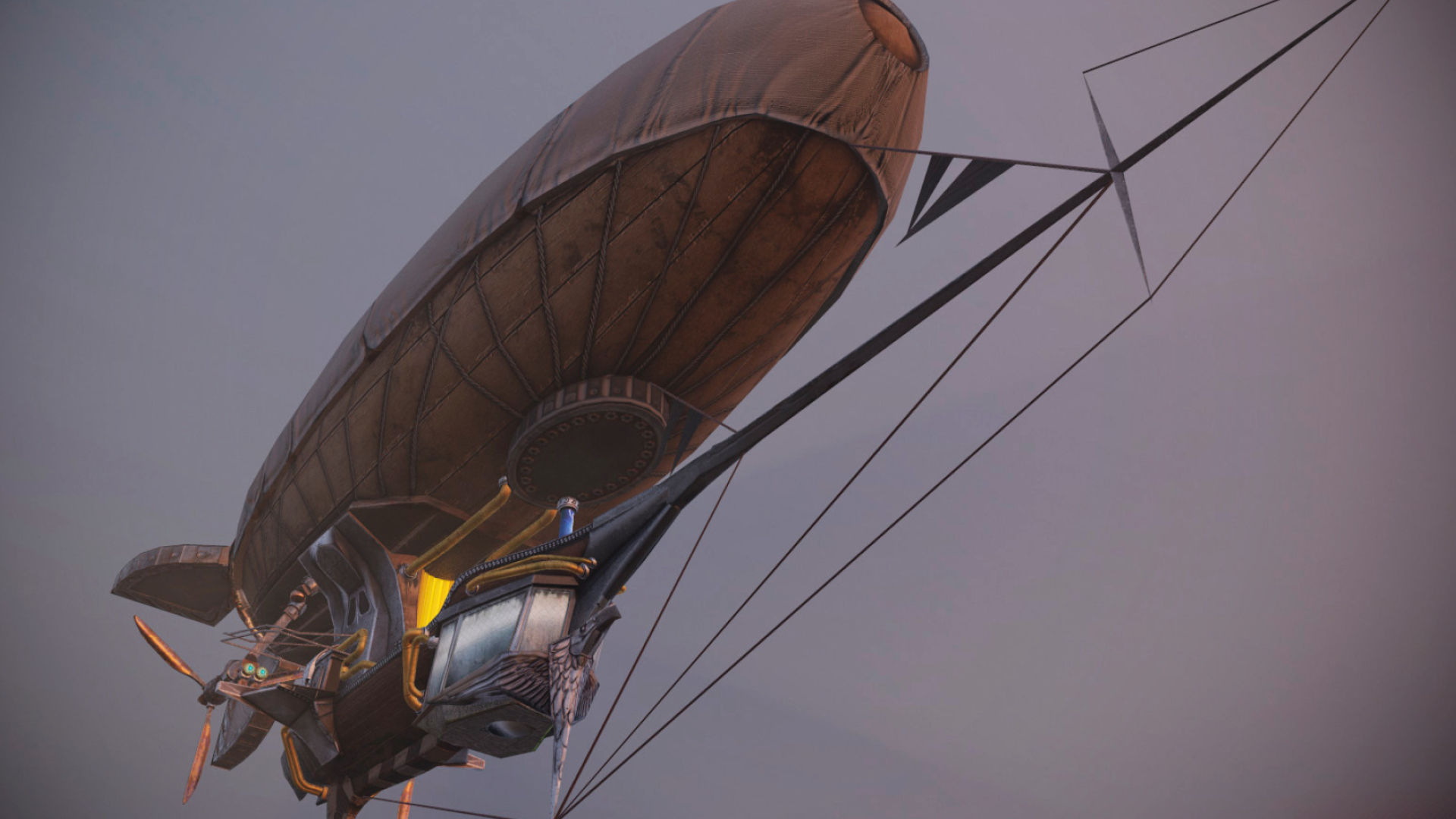 Dirigible: Zeppelin, An airship that is lighter than air and driven by engines. 1920x1080 Full HD Background.