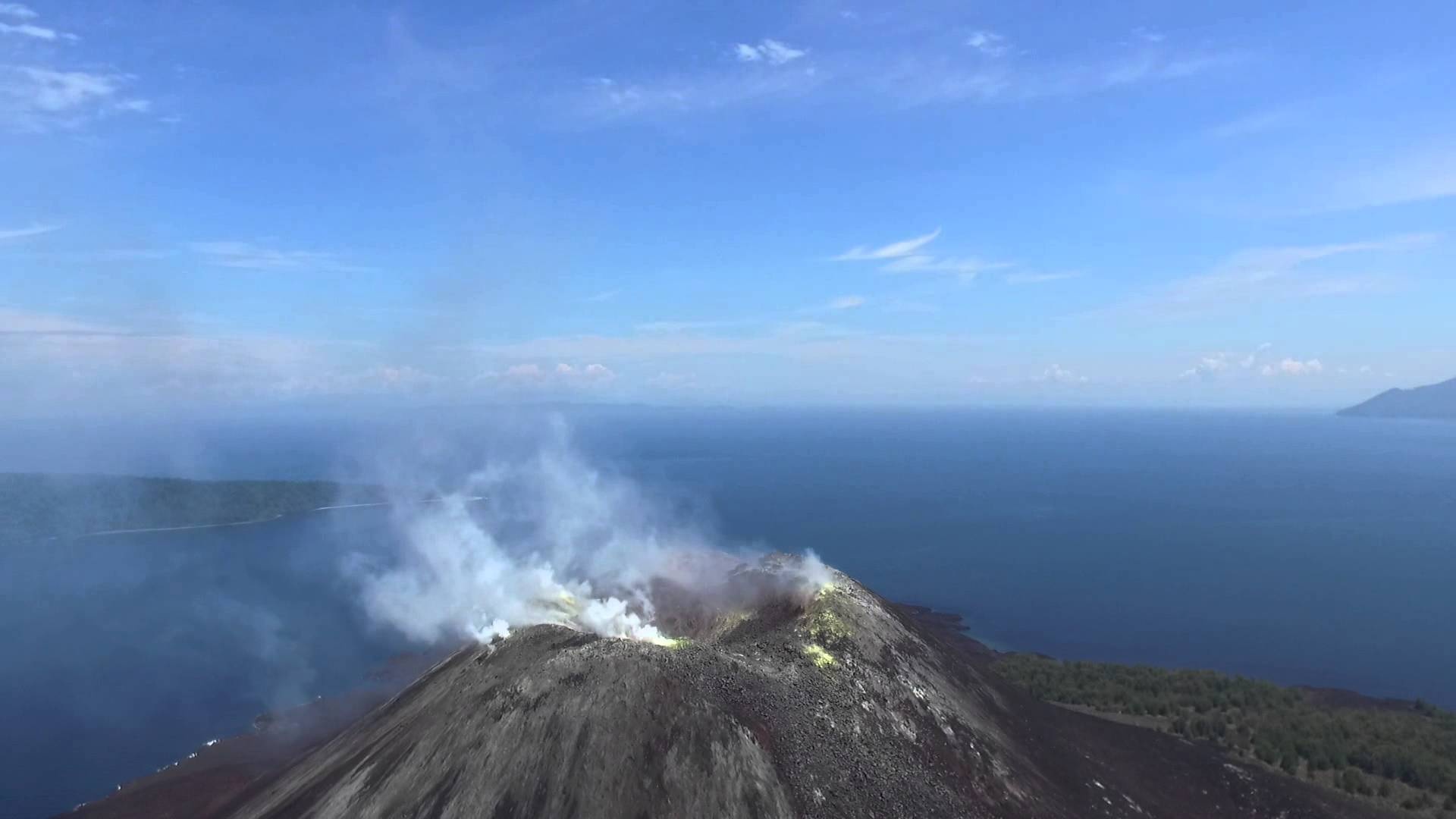 Anak Krakatoa volcano, Indonesian landmark, Geological wonder, Natural beauty, 1920x1080 Full HD Desktop
