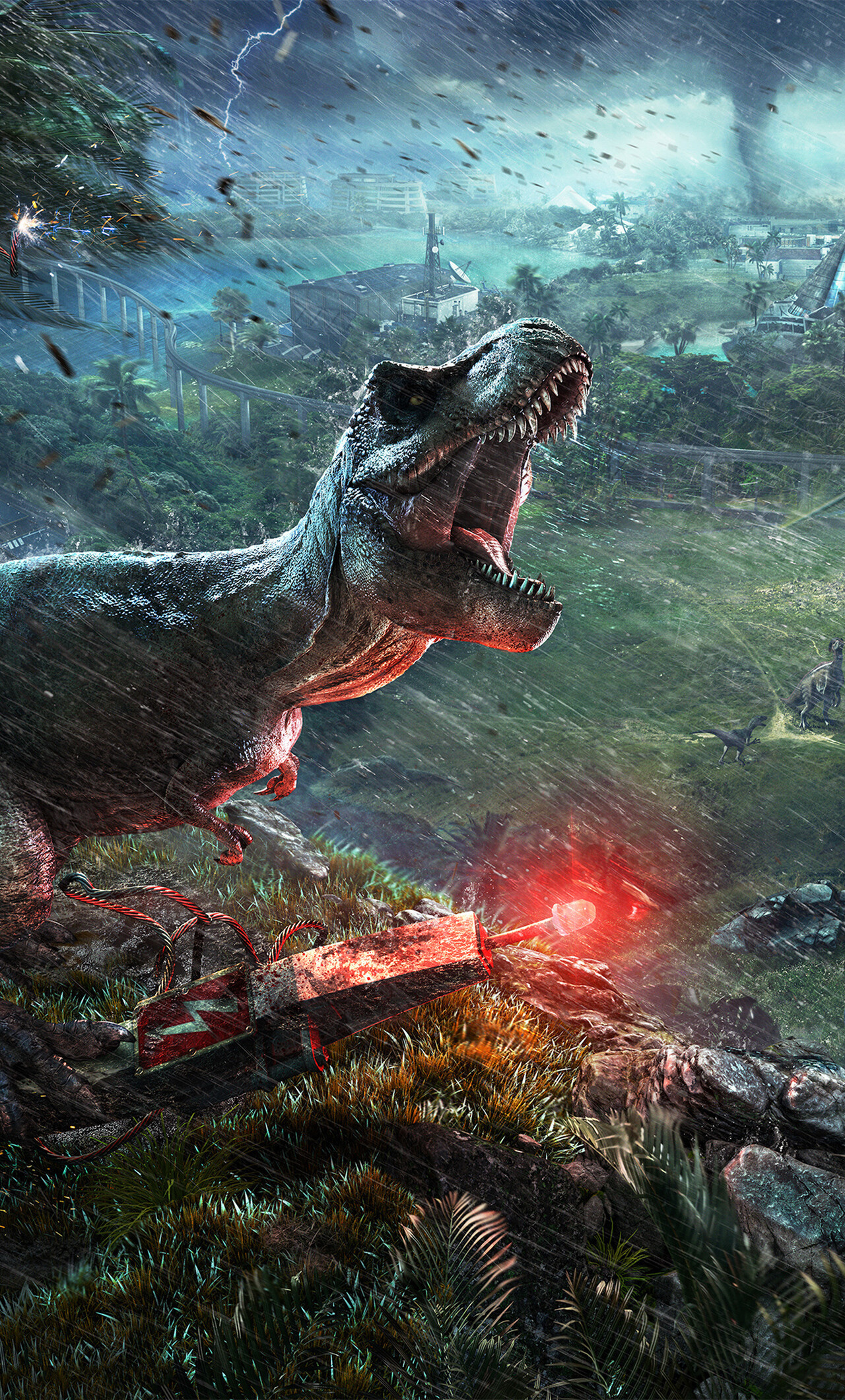 Jurassic World: Evolution, A video game, Allows the player to construct a dinosaur theme park. 1280x2120 HD Wallpaper.
