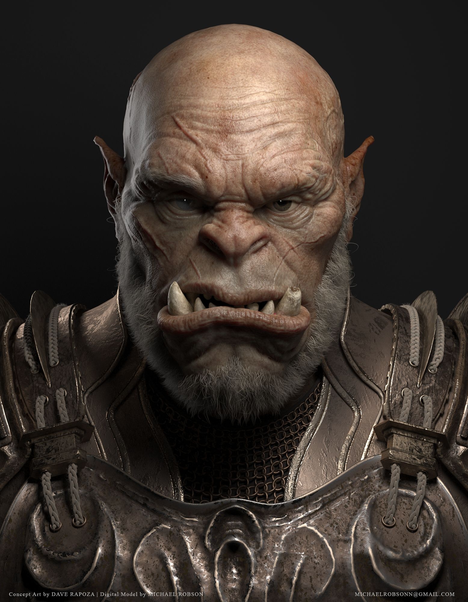 Old Orc, Michael Robson art, Fantasy character, Intricate design, 1560x2000 HD Phone