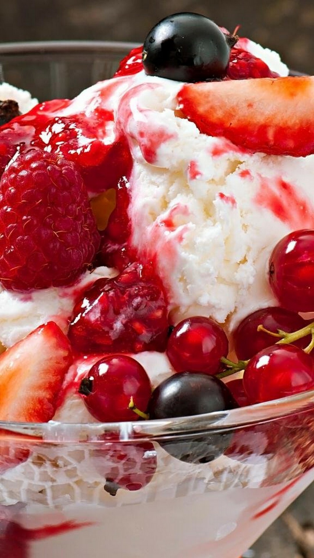 Ice Cream: Berry, Dish, Cherry, Frozen dessert. 1080x1920 Full HD Background.