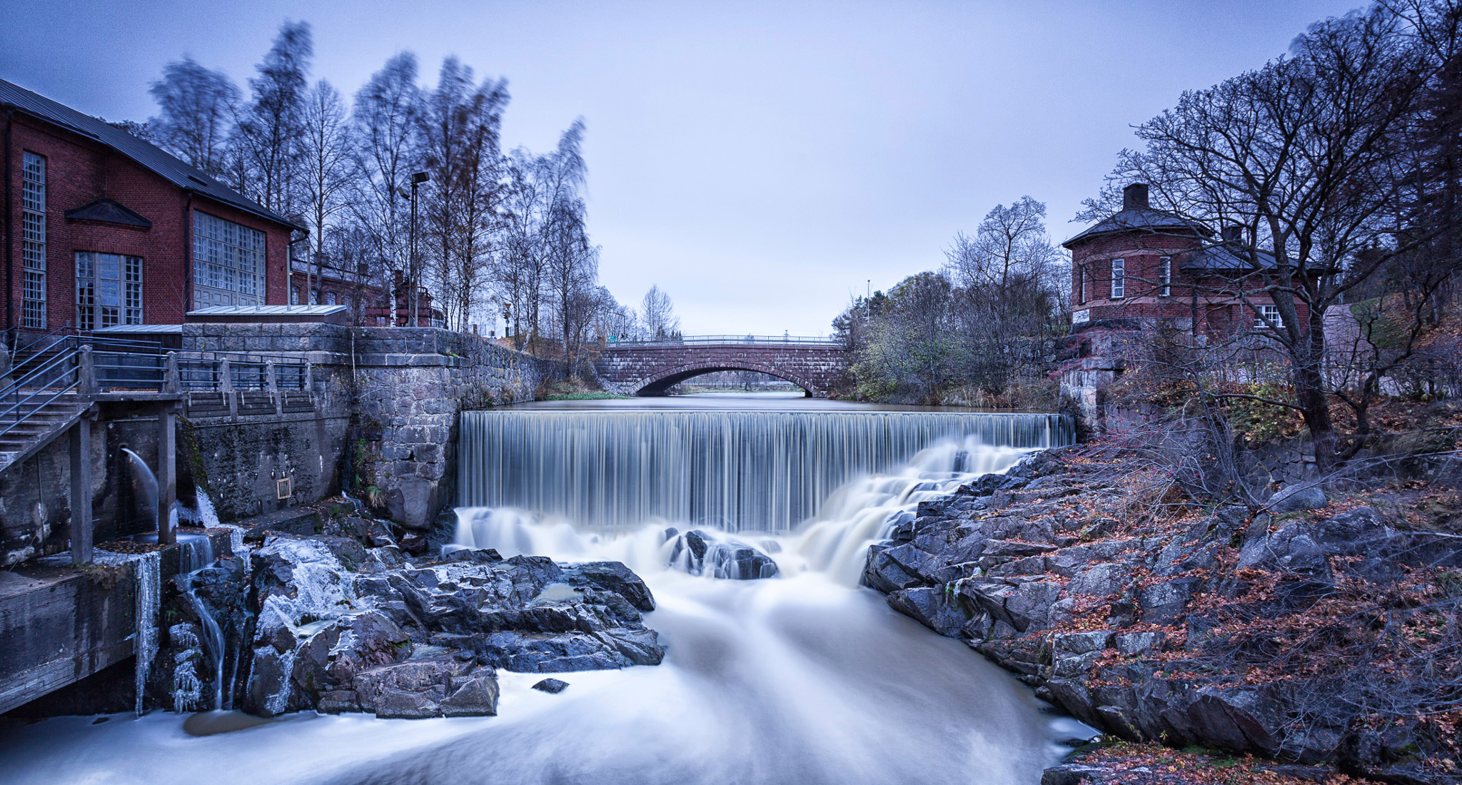 Finland: The old town of Helsinki, Vanhankaupunginlahti, The rapids of the old town. 2050x1100 HD Wallpaper.