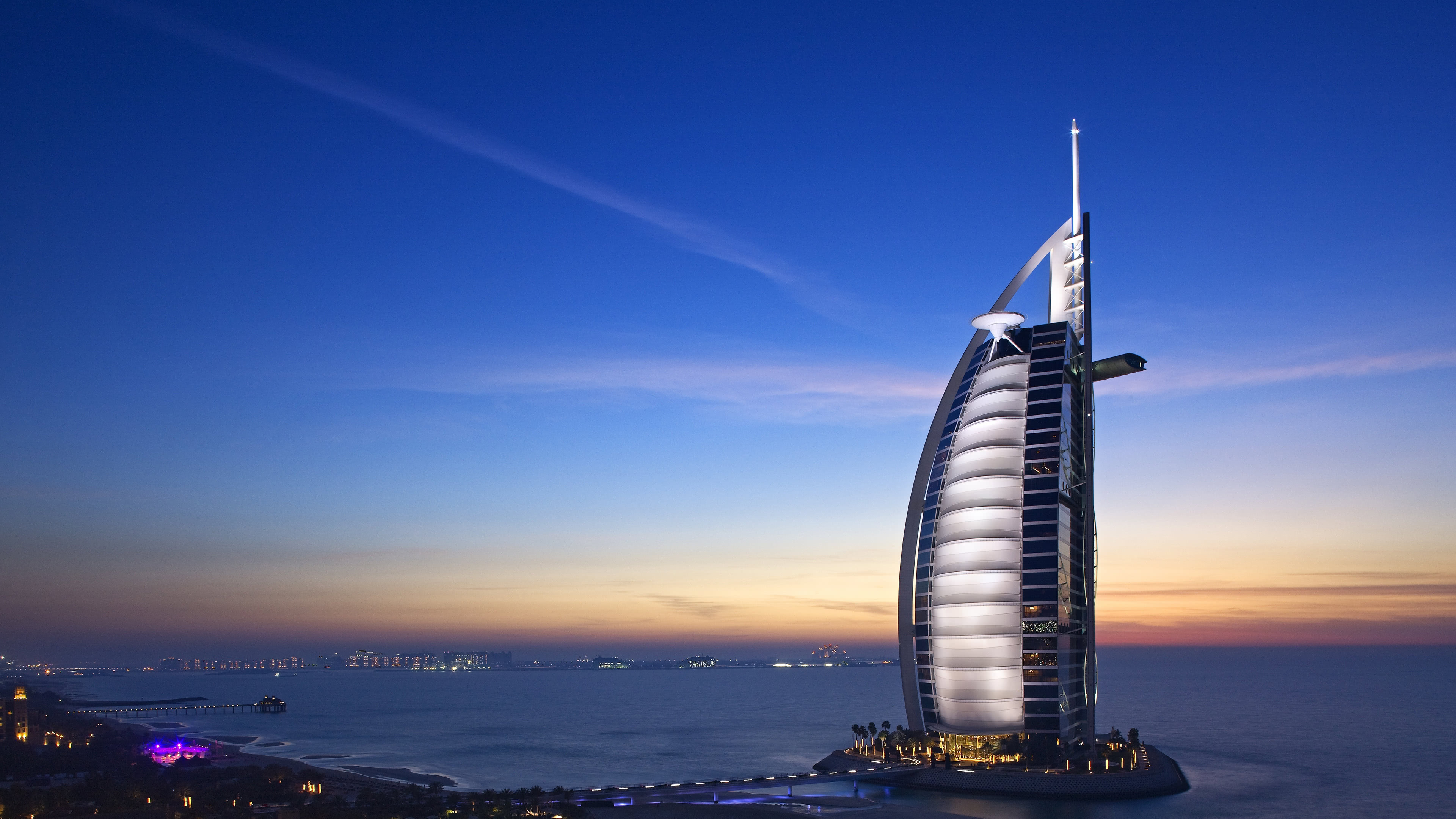 Dubai: Burj Al Arab, United Arab Emirates. 3840x2160 4K Background.