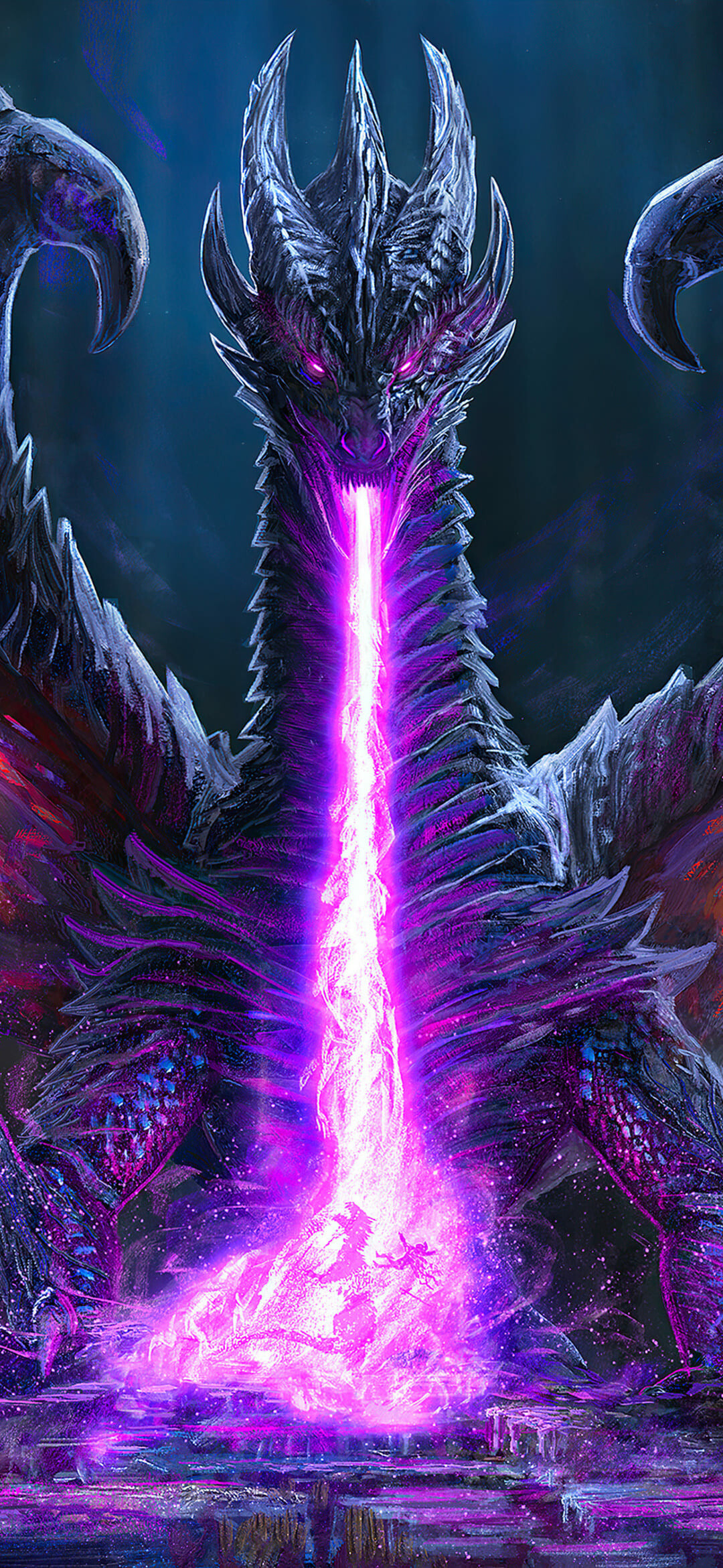Dragon: Fire-breathing monster, Serpentine. 1080x2340 HD Background.