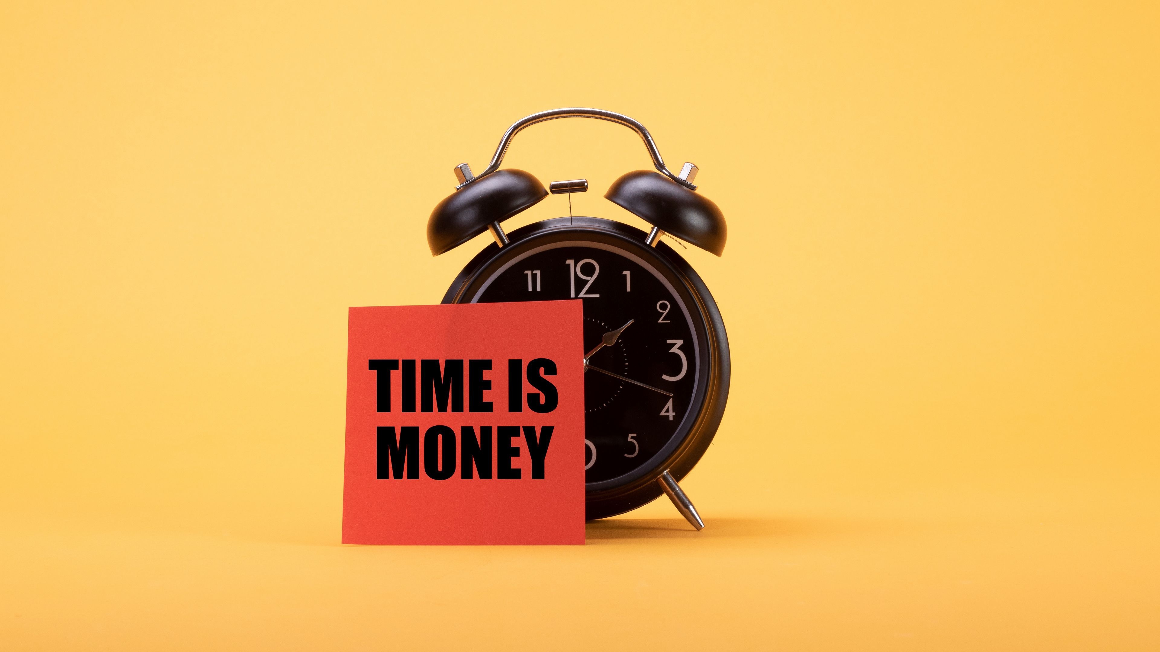 Time money phrase, Alarm clock love, Time management concept, Custom wallpaper, 3840x2160 4K Desktop