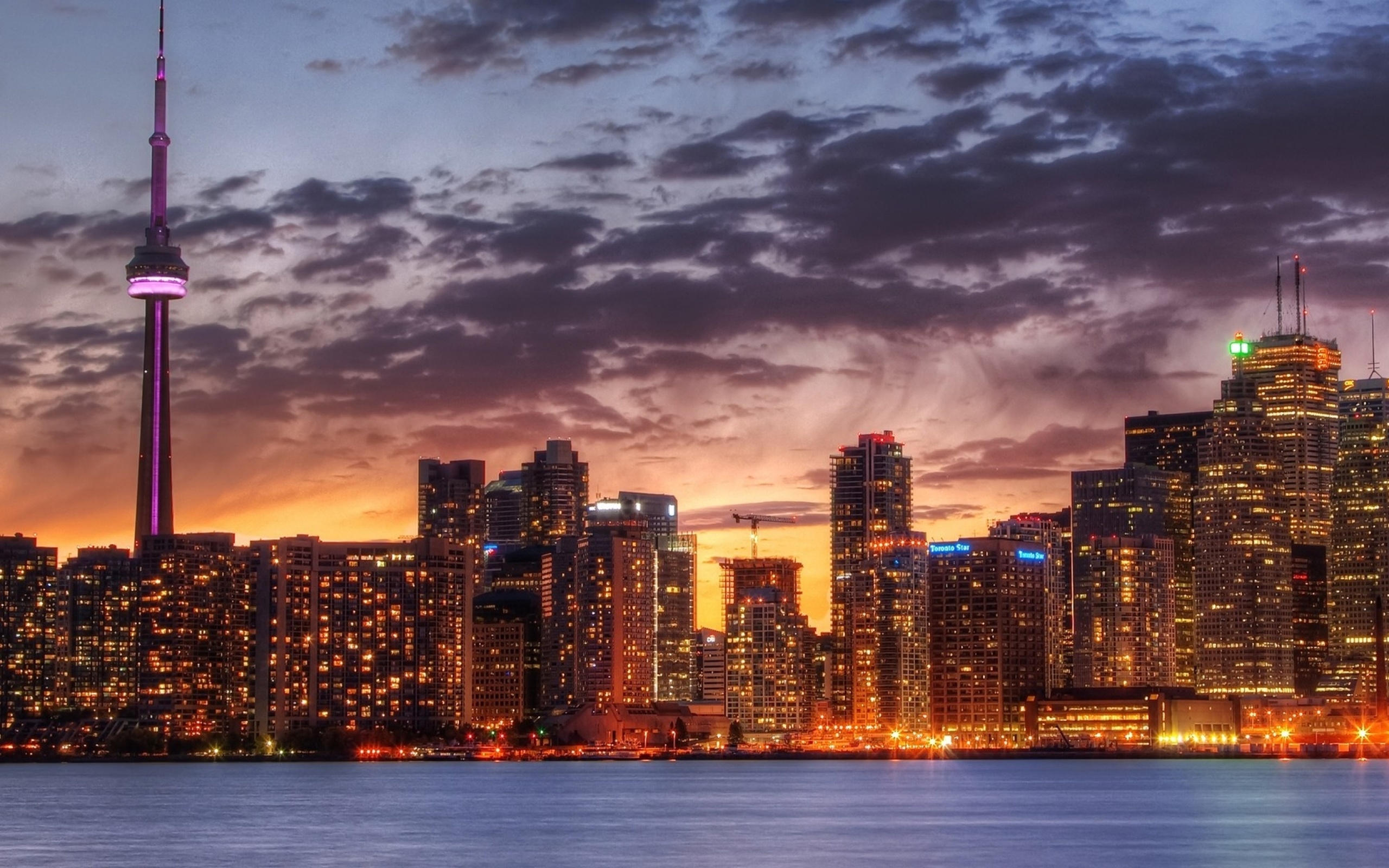 Toronto Skyline at Night, Ultra HD wallpaper, Nighttime panorama, City lights, 2560x1600 HD Desktop