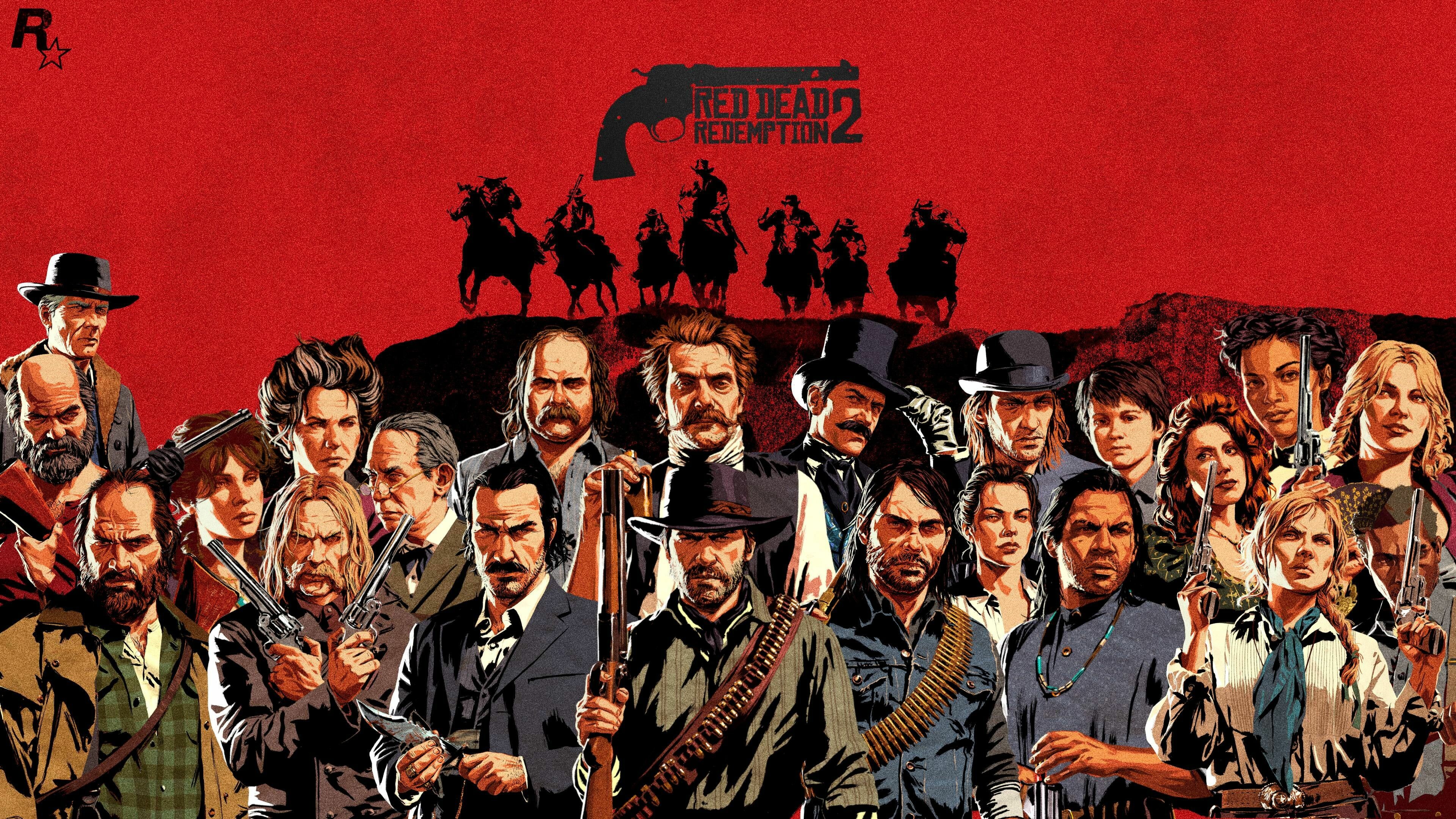 Red Dead Redemption: Alberto Fussar, Andrew Milton, Angelo Bronte, Catherine Braithwaite, Colm O'Driscoll. 3840x2160 4K Background.