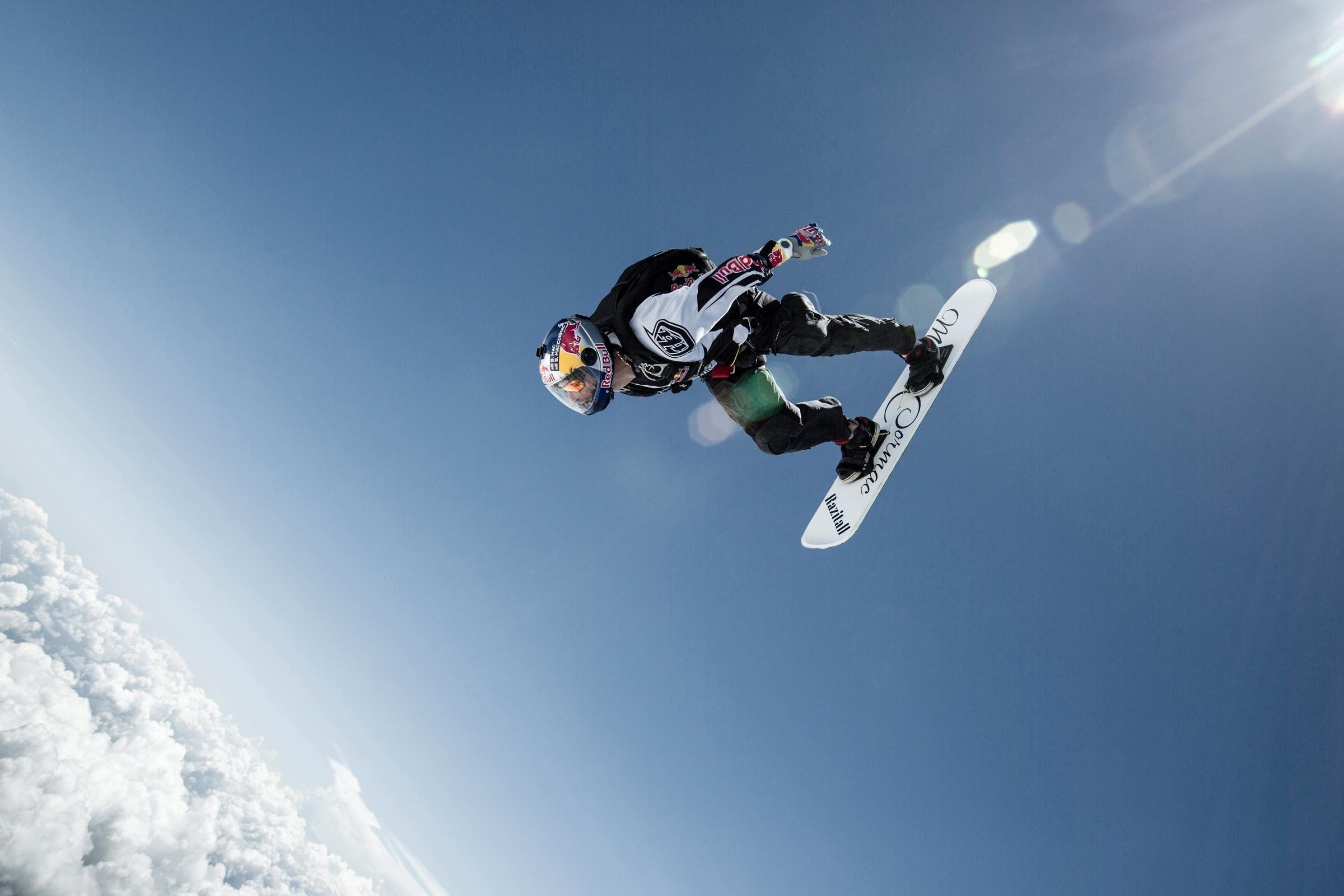Skysurfing: Extreme Performance, Complex aerobatics, Freestyle skydiving. 2400x1600 HD Background.