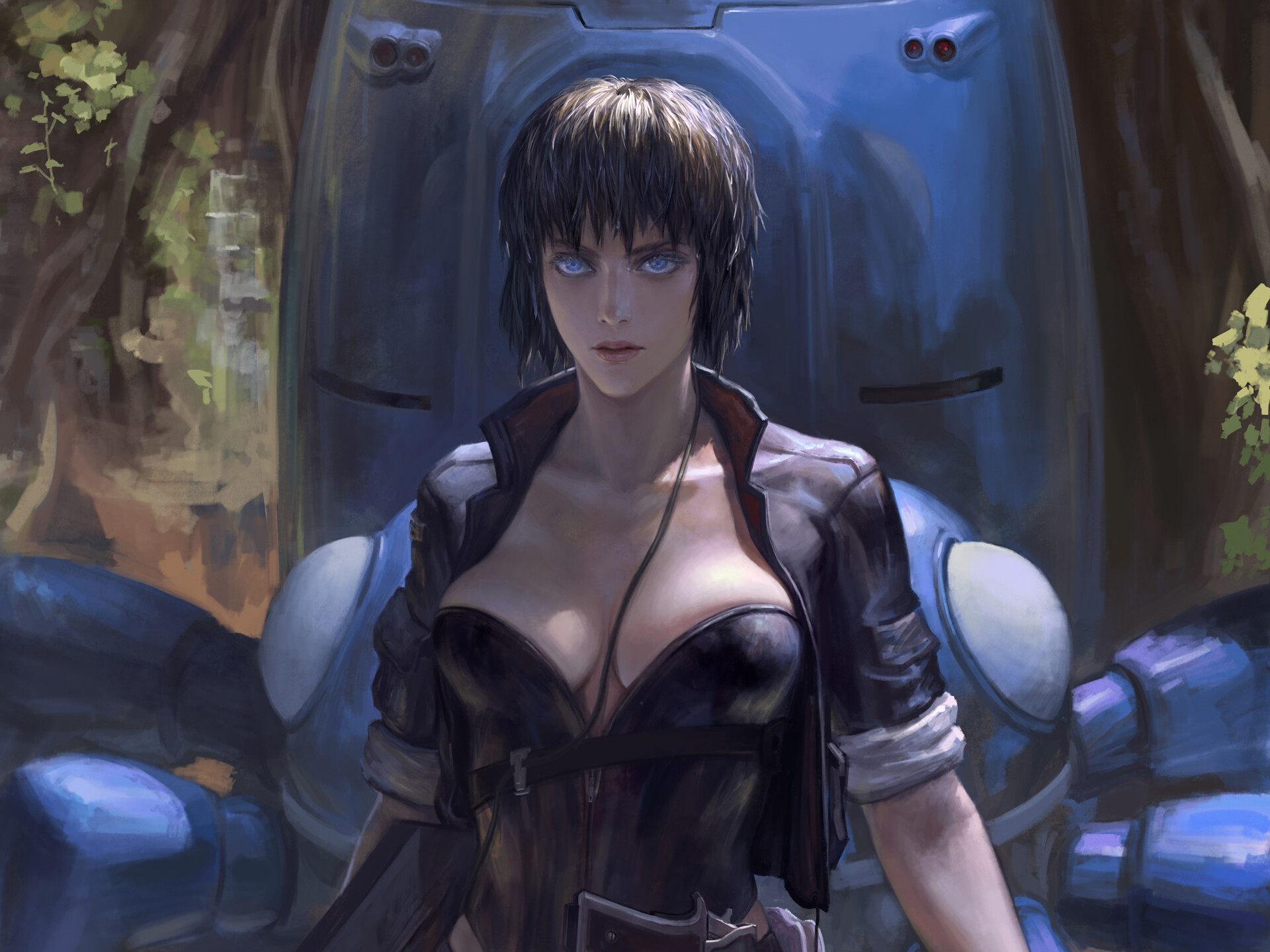 Ghost in the Shell (Anime): Major Motoko Kusanagi fan art, The full-body cyborg serving as the commander of the special Police unit. 1920x1440 HD Background.