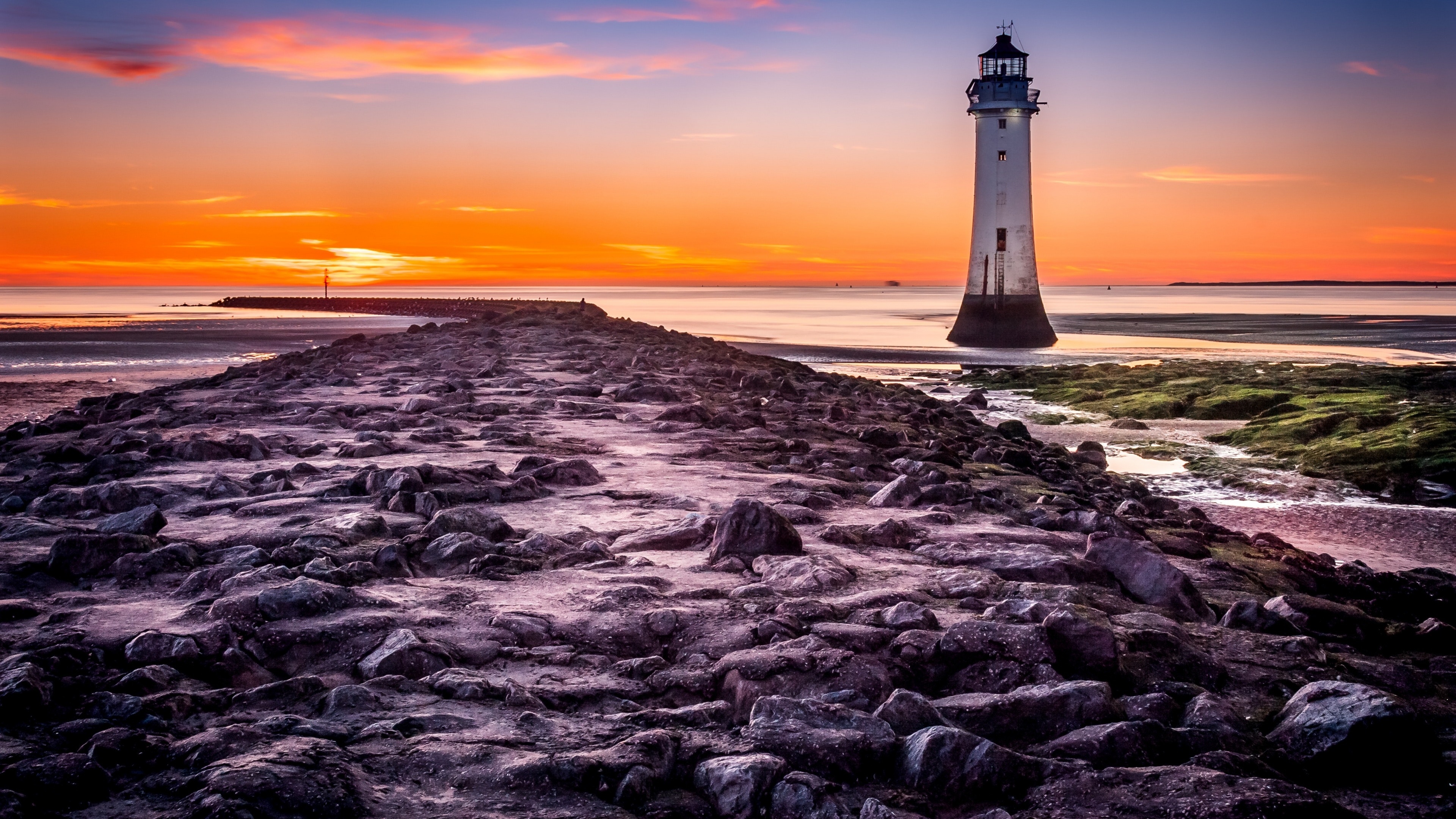Lighthouse, 4K wallpaper, Rocky coast, Nature's beauty, 3840x2160 4K Desktop