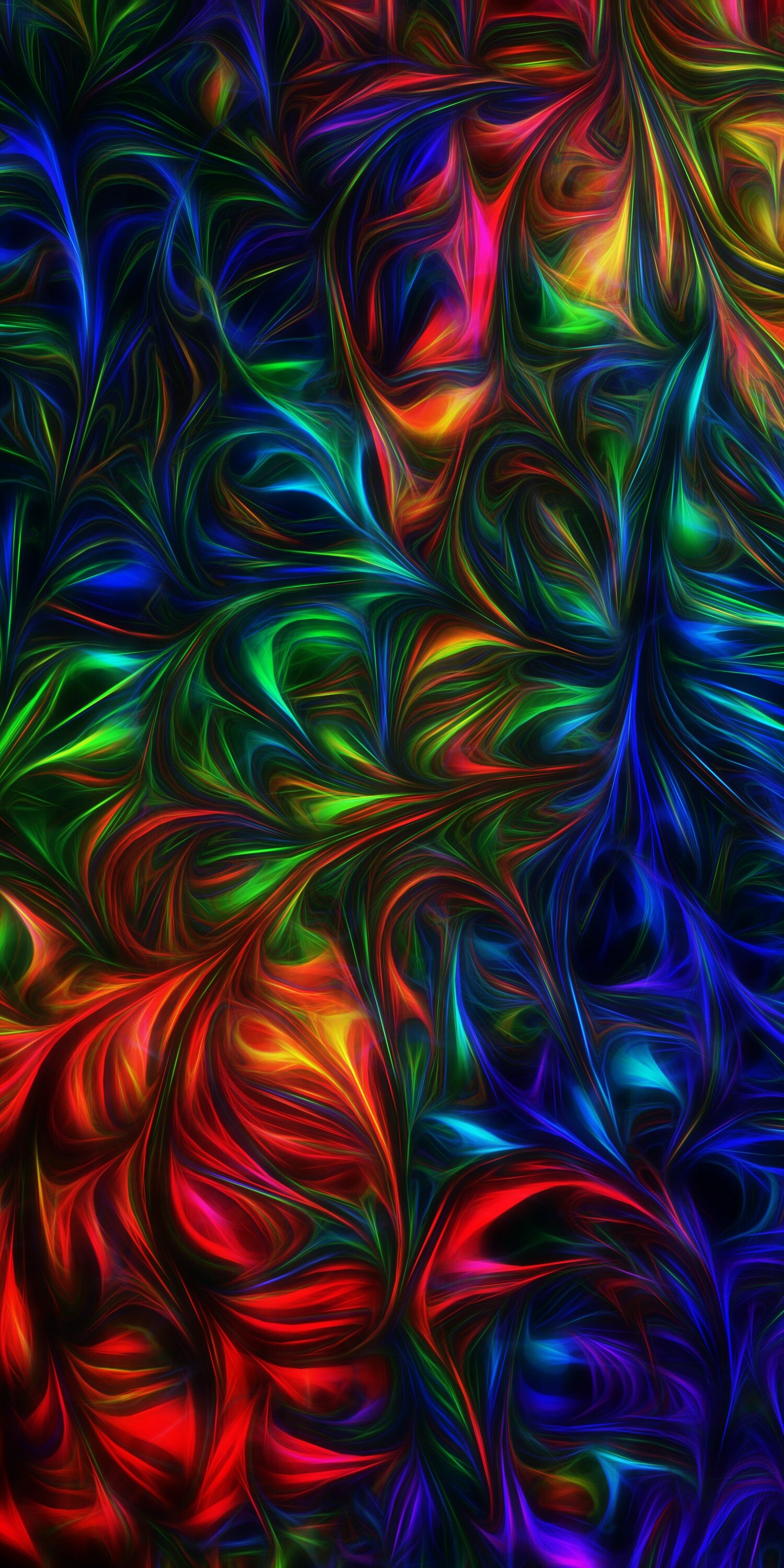 Rainbow Colors: Abstract visualization, Imaginary forms, Asymmetry. 1500x3000 HD Background.