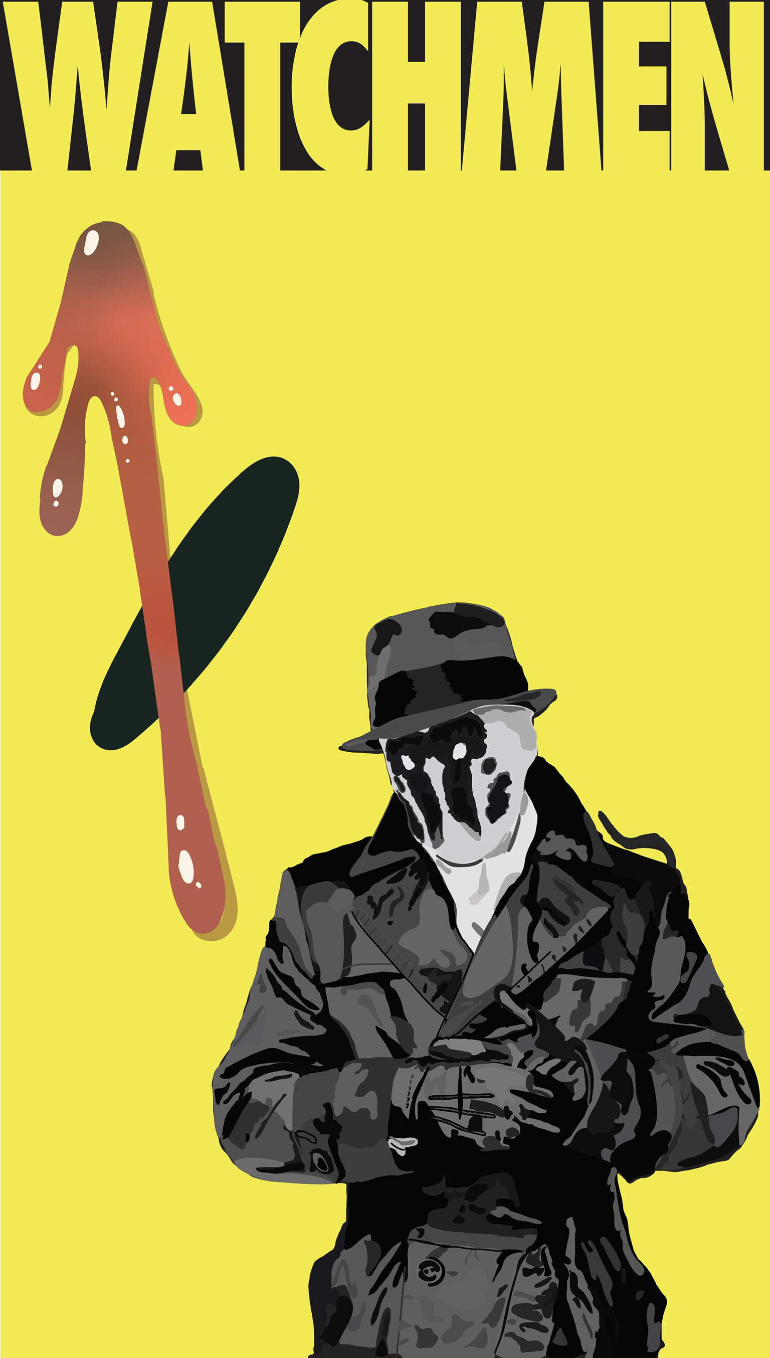 Rorschach (Watchmen): His mask displays a constantly morphing inkblot, Walter Joseph Kovacs. 1540x2710 HD Background.