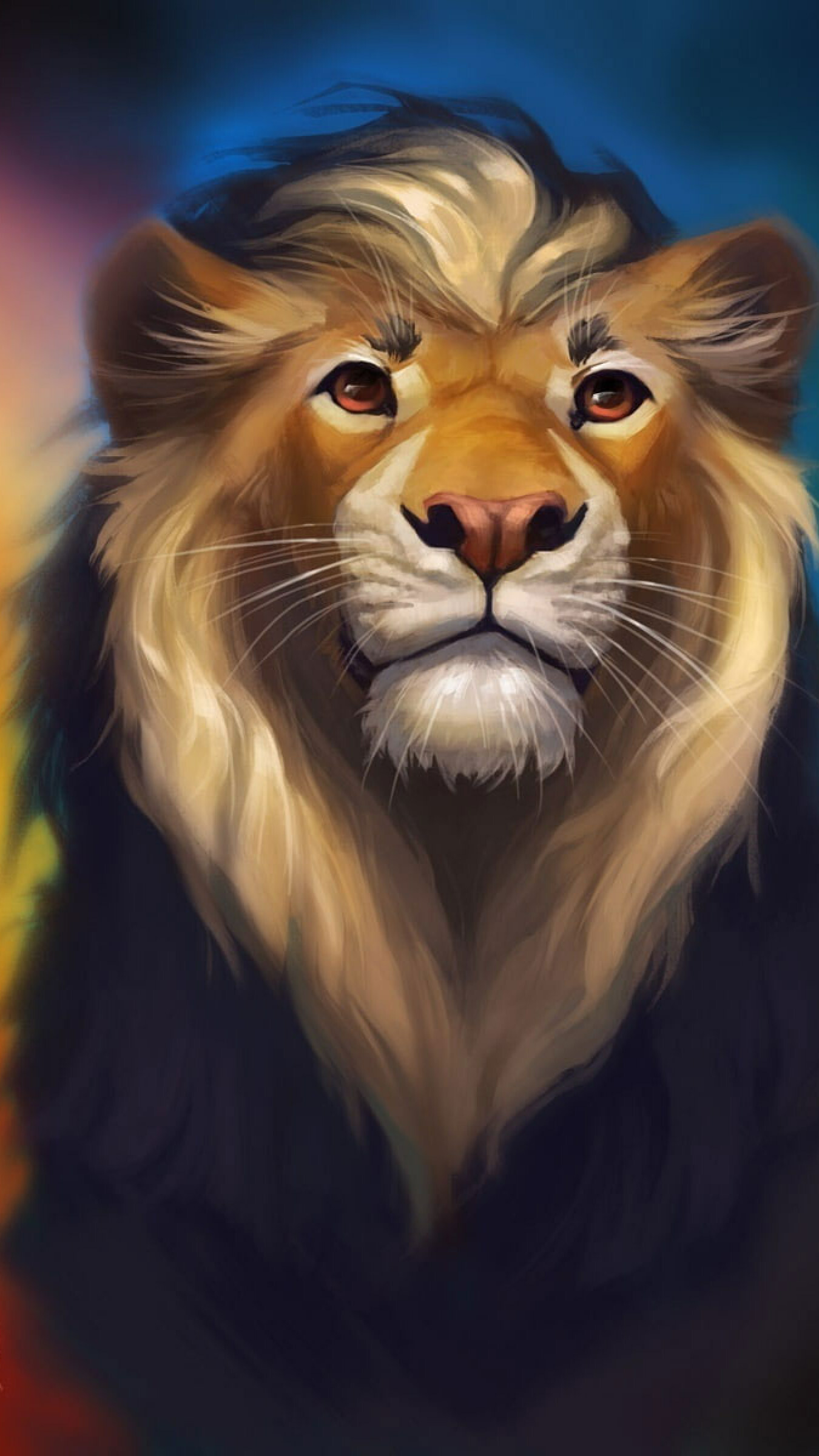 Lion: Artwork, Digital Art, Colorful, Animal, Wild cat. 1350x2400 HD Wallpaper.