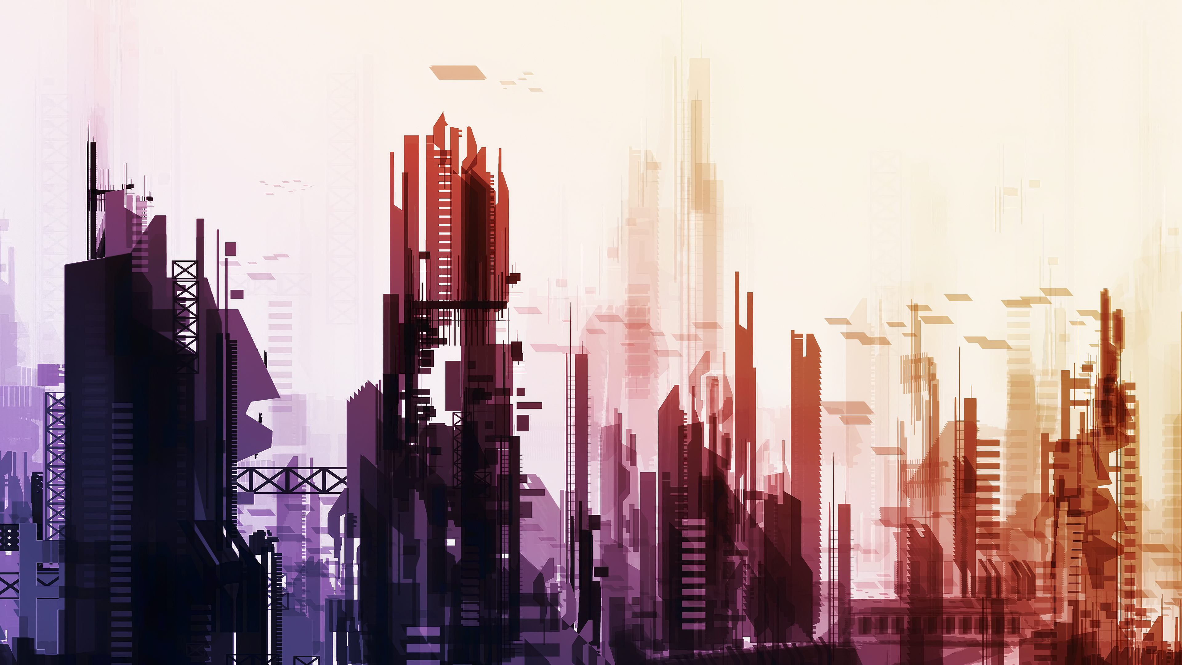 Futuristic city skyline, 4k wallpapers, Hintergrnde, 3840x2160 4K Desktop