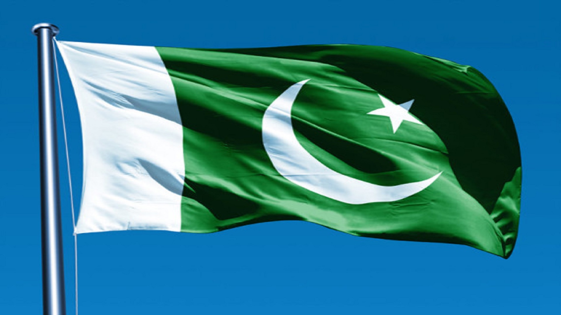 Flag: The Star and Crescent, Adopted 11 August 1947, Pakistan. 1920x1080 Full HD Background.