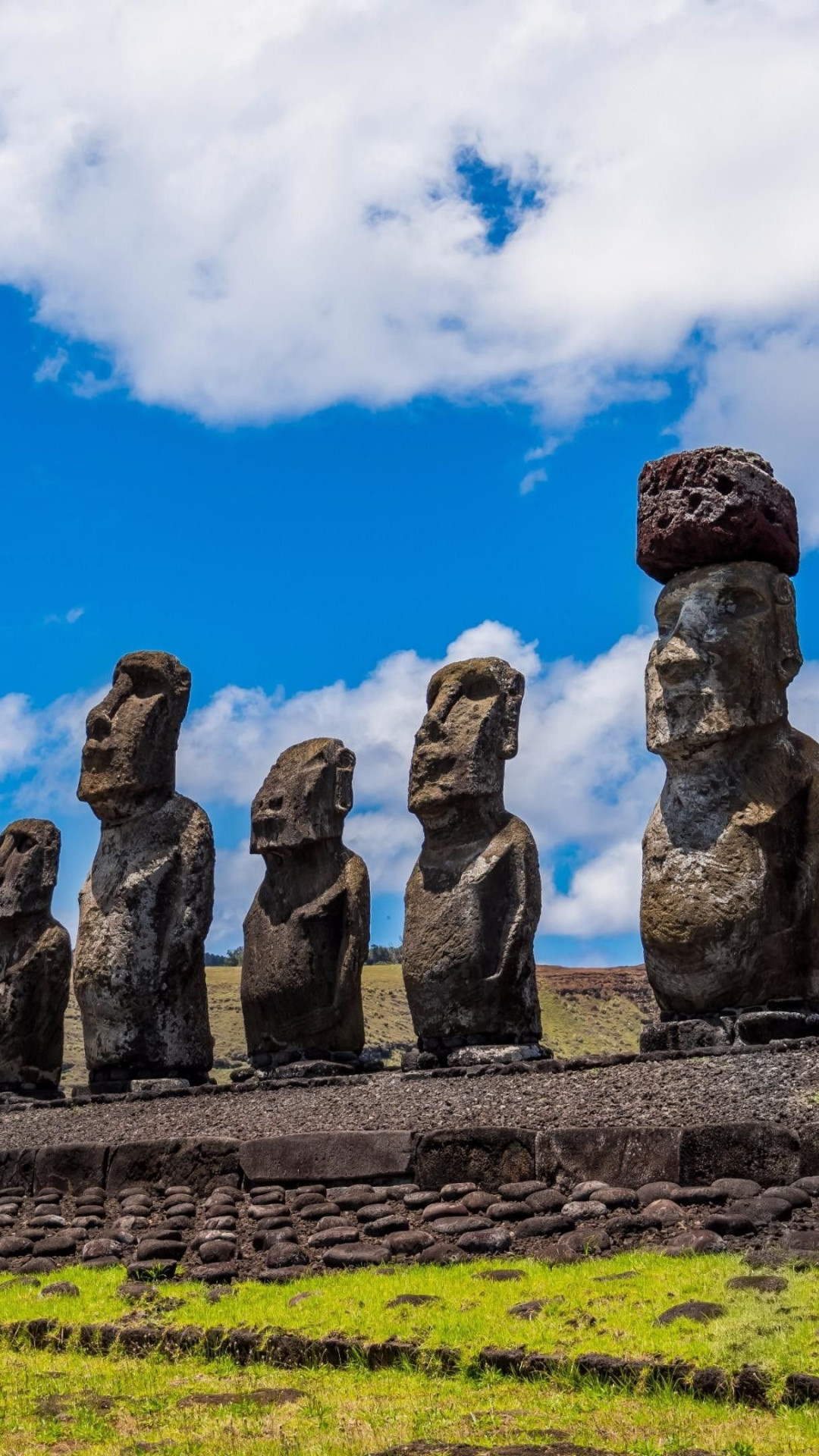 Captivating Ahu Tongariki, Easter Island's charm, Exquisite wallpaper, Baltana, 1080x1920 Full HD Phone