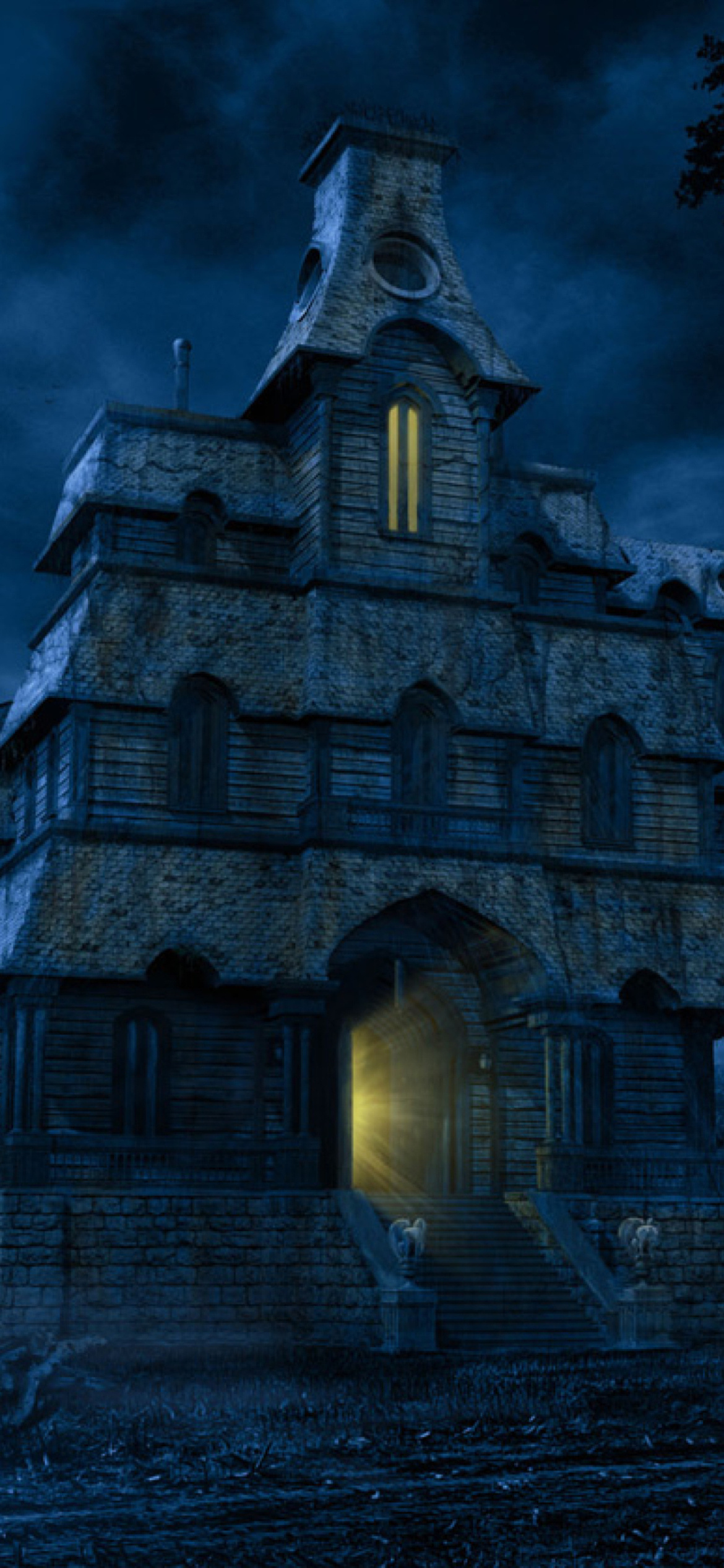 Haunted house, iPhone wallpapers, Chilling backgrounds, Spooky atmosphere, 1170x2540 HD Phone