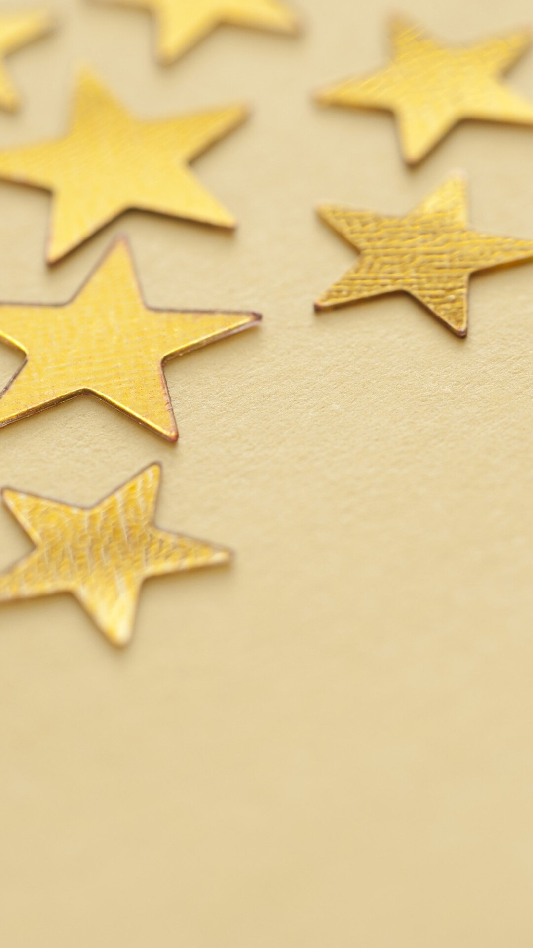 Gold Star: Simple hand-made stars for home decoration, Yellow geometric ornaments. 1080x1920 Full HD Background.