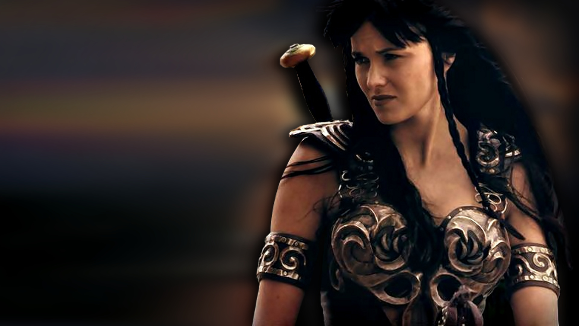 Xena: Warrior Princess (TV Series): A fictional character from Robert Tapert's franchise of the same name. 1920x1080 Full HD Background.
