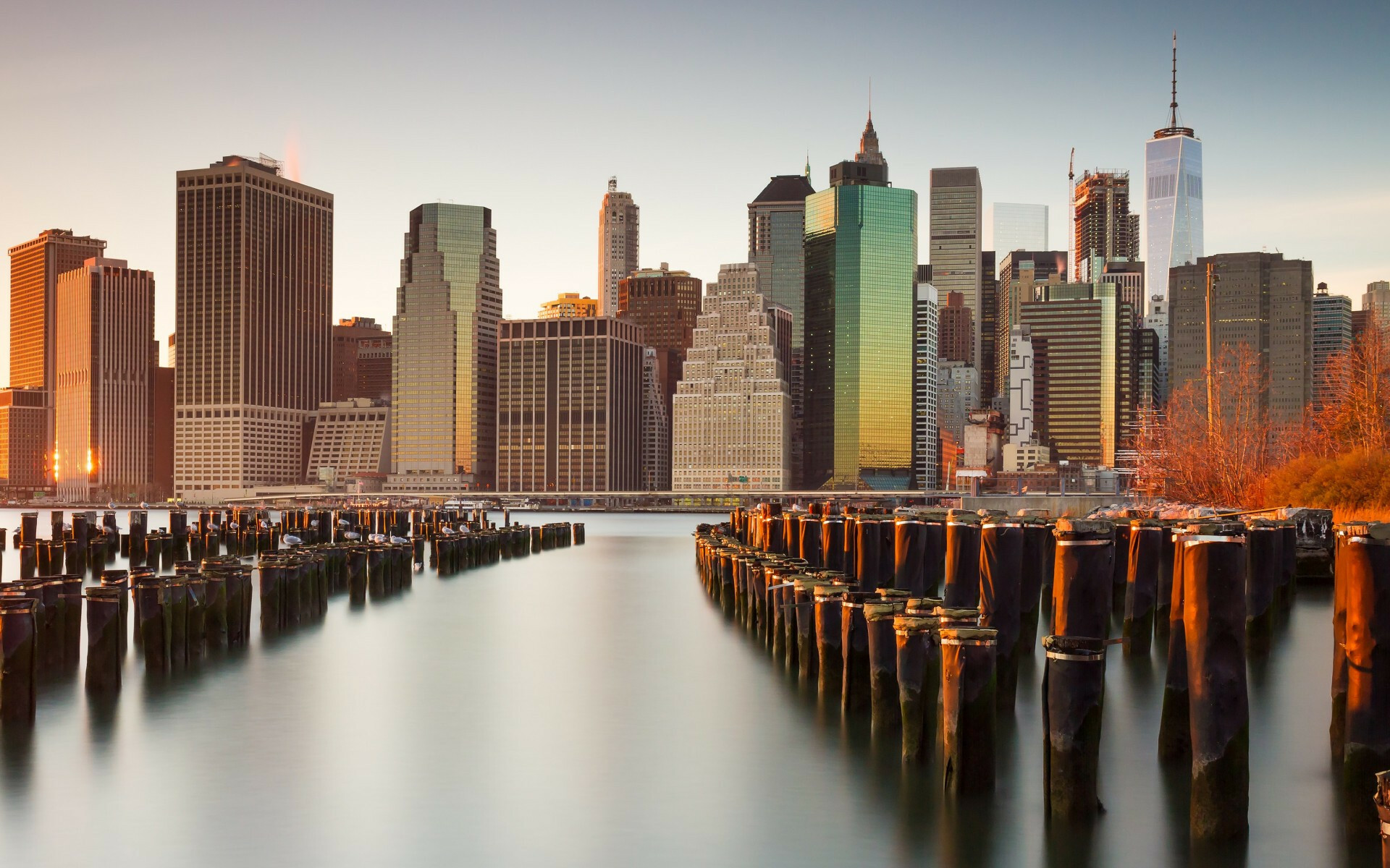 United States: New York City, Skyline, Water, Skyscrapers, USA. 1920x1200 HD Wallpaper.