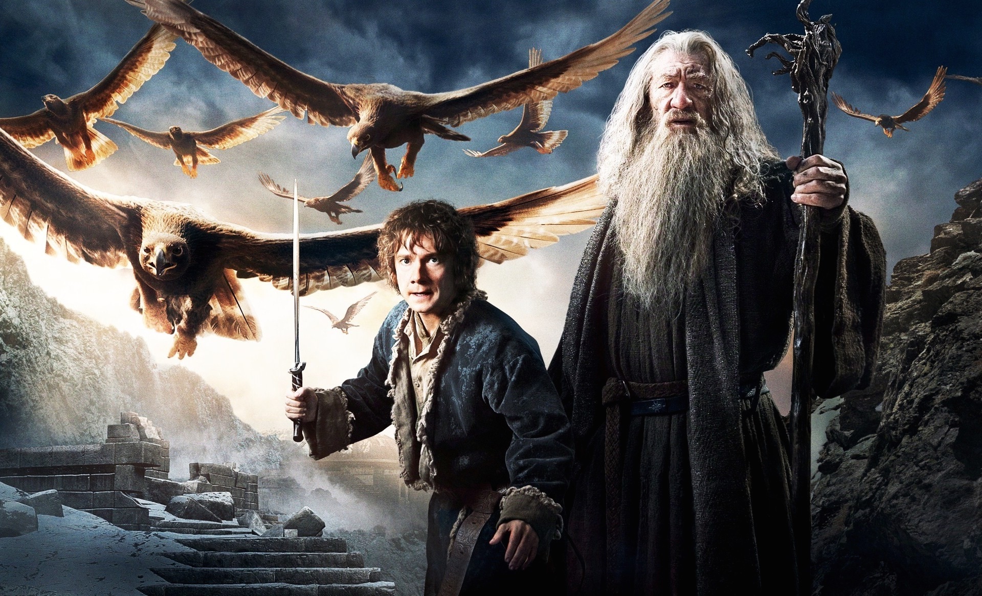 Gandalf and Bilbo, BoFA images, Apocaflix movies, Memorable scenes, 1920x1170 HD Desktop