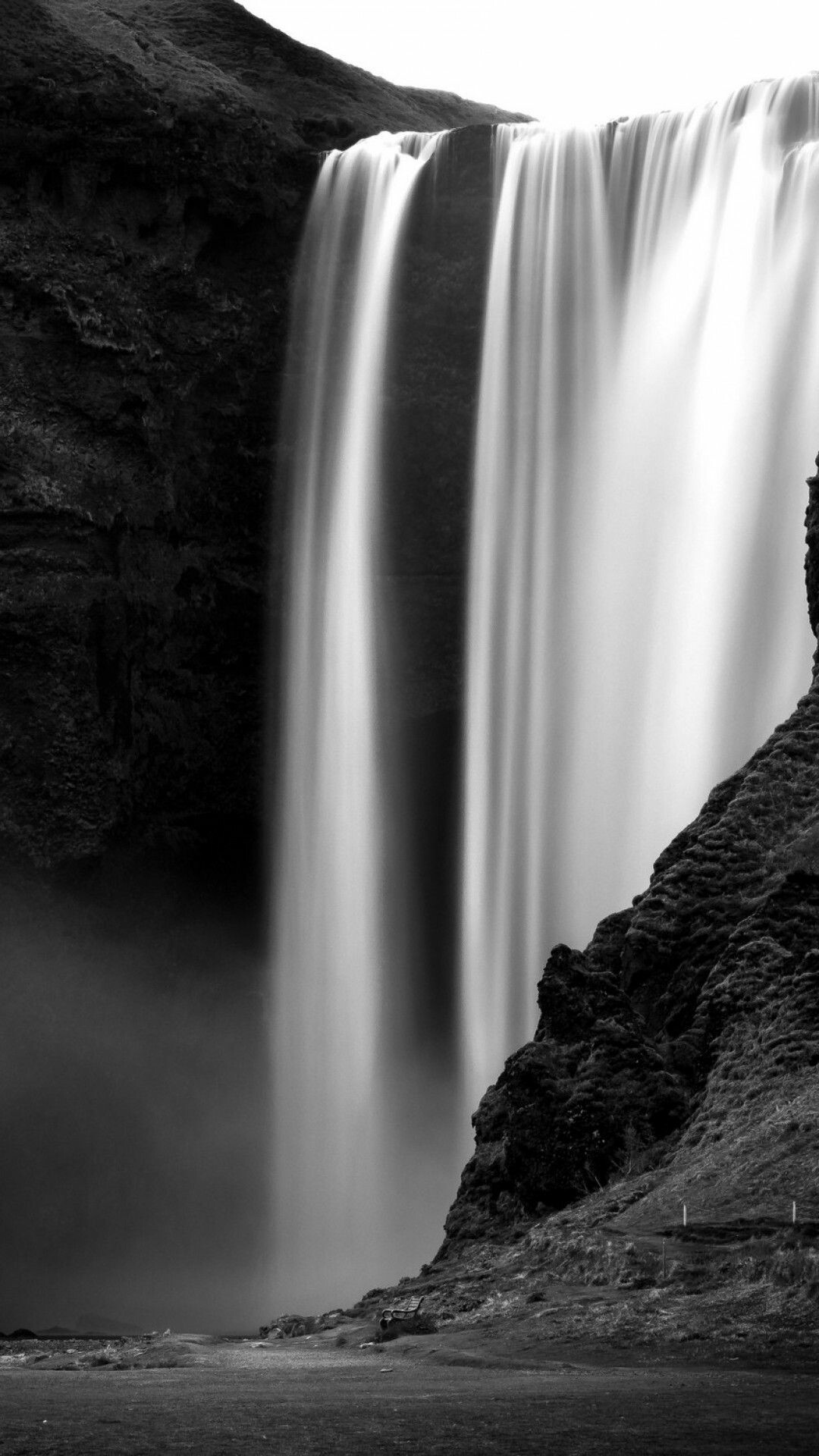 Waterfall: Iceland, Skogafoss, Skoga River, Outlying area. 1080x1920 Full HD Background.