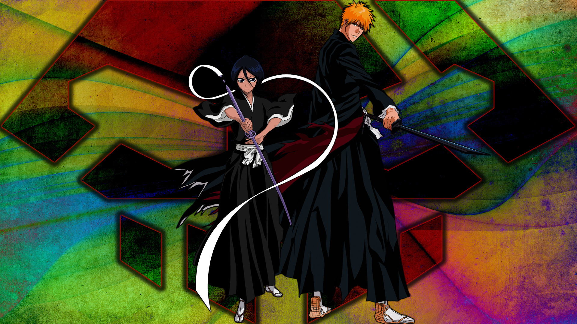 Ichigo and Rukia, Soul Reaper duo, Anime love story, Captivating artwork, 1920x1080 Full HD Desktop