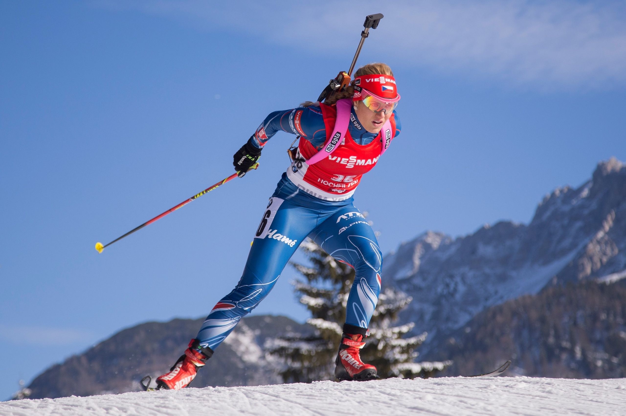 Biathlon: Cross-country skiing, Biathlon World Cup, The shooting rounds. 2560x1700 HD Background.