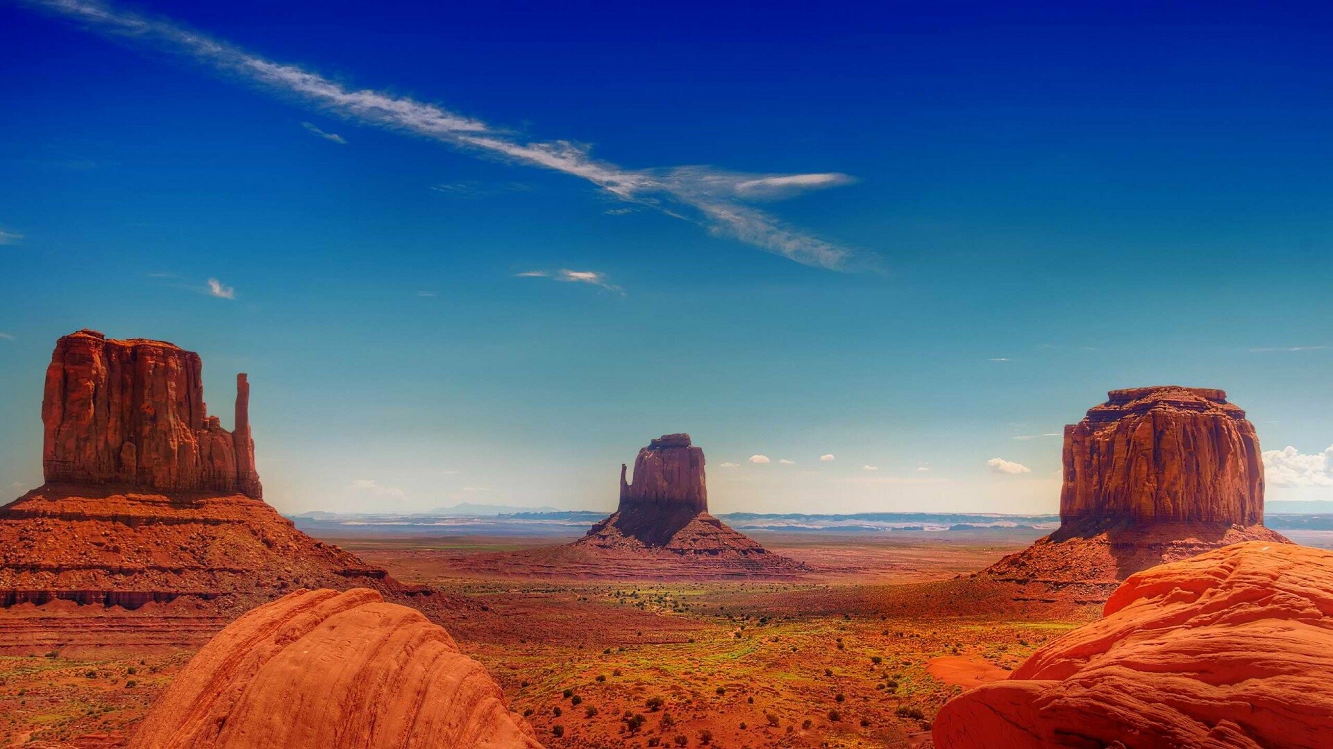 Desert: Natural landscape, Bedrock, Horizon, Formation, Arid lands. 1920x1080 Full HD Wallpaper.