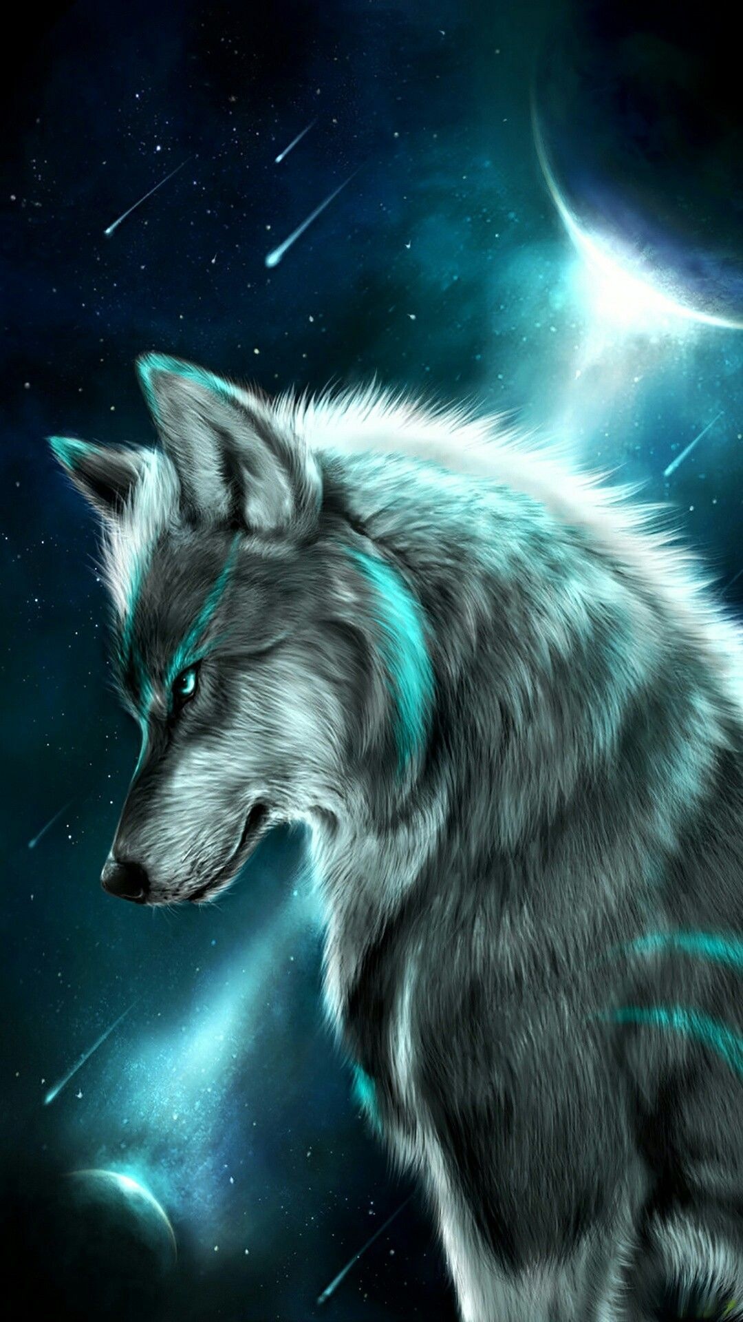 Cool white wolf, Mysterious predator, Fascinating art, Striking backgrounds, 1080x1920 Full HD Phone