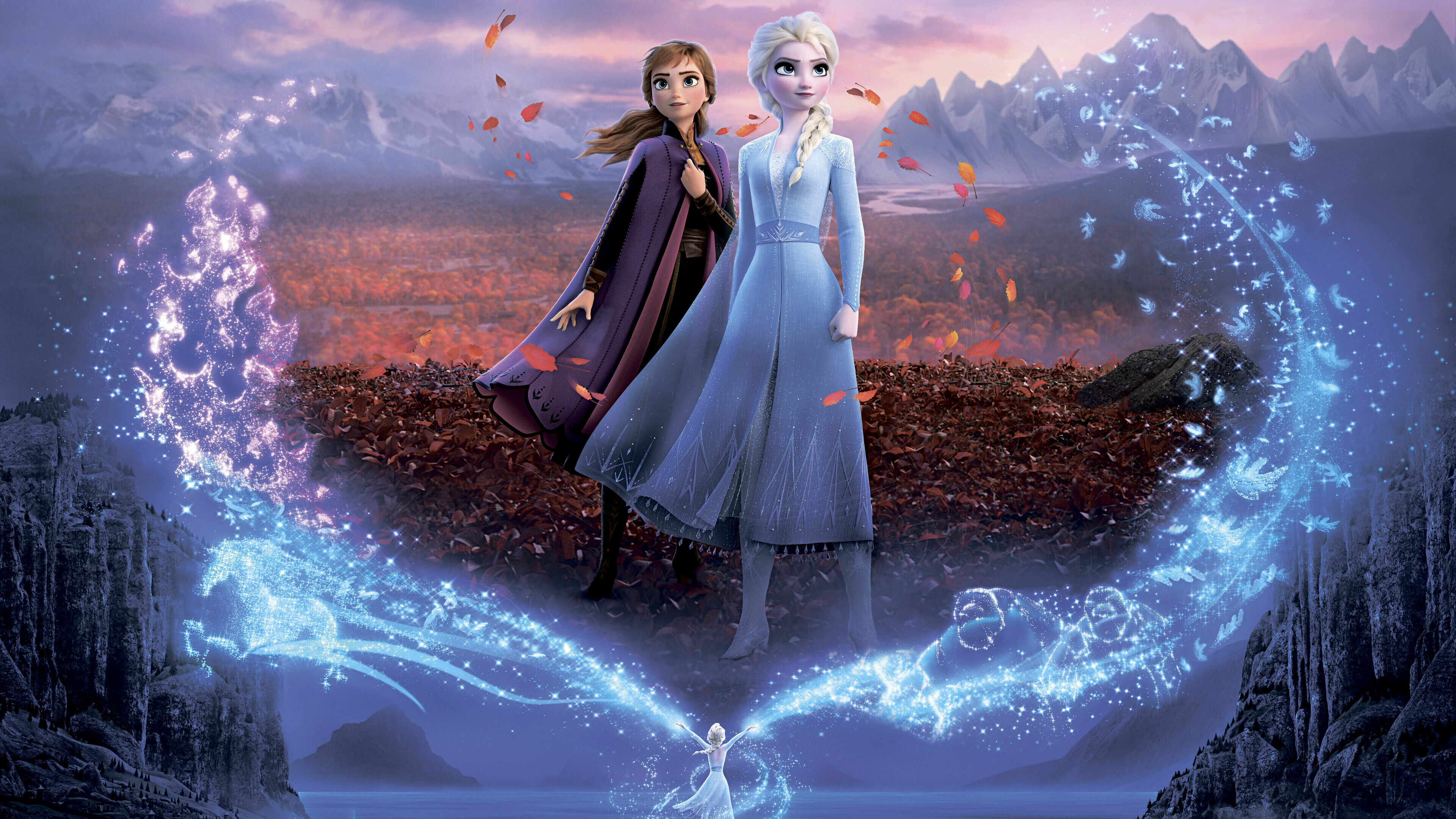 Frozen: Elsa And Anna Poster, Animation. 3840x2160 4K Background.