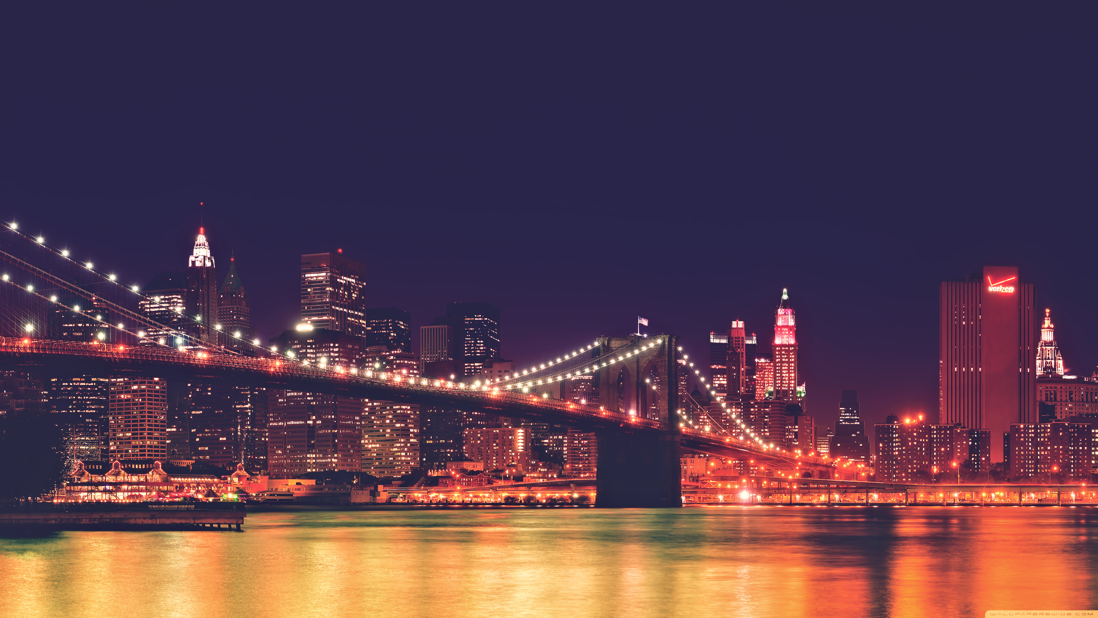 New York, Night, Travels, Brooklyn Bridge, 3840x2160 4K Desktop
