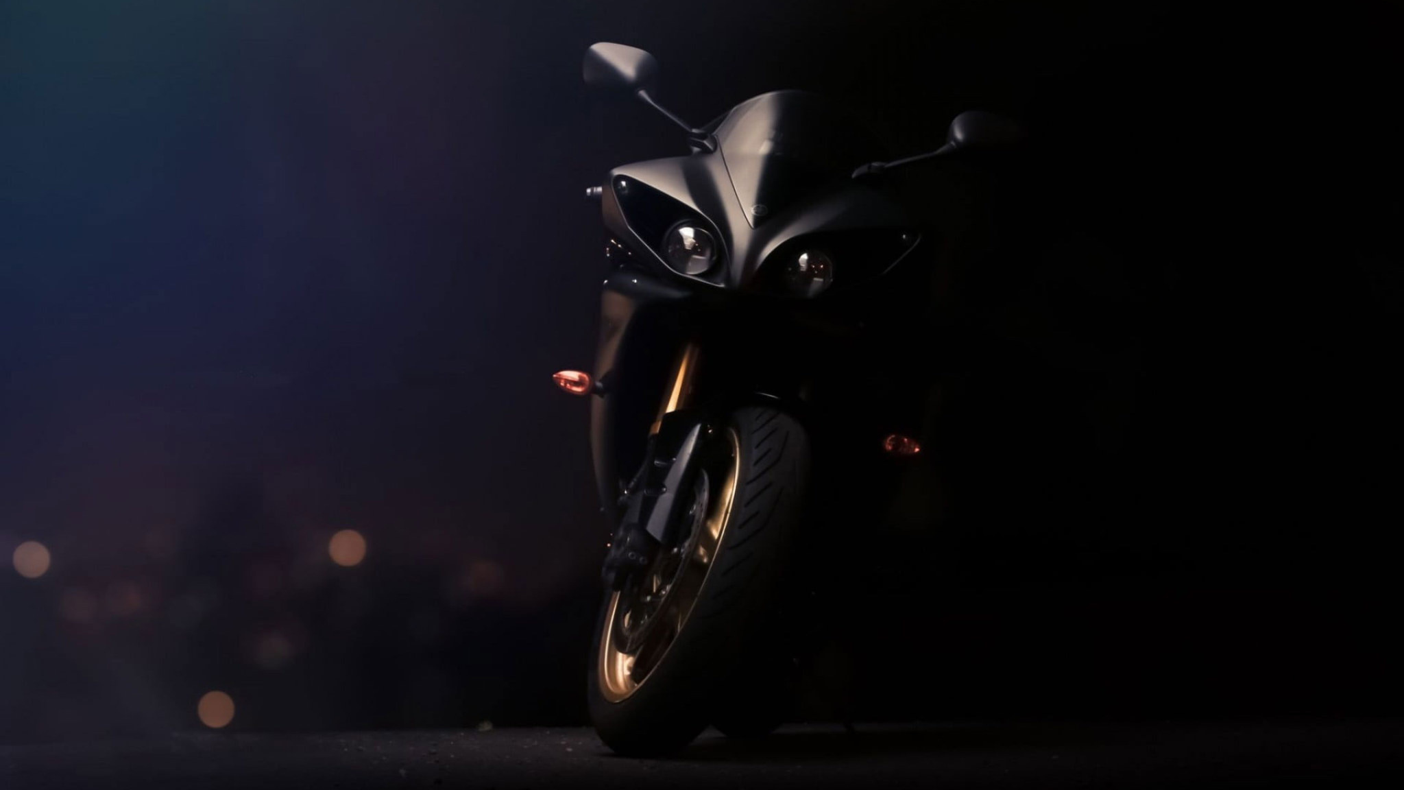 Yamaha YZF-R1, Sleek black sports bike, Dynamic appeal, Exhilarating rides, 2050x1160 HD Desktop