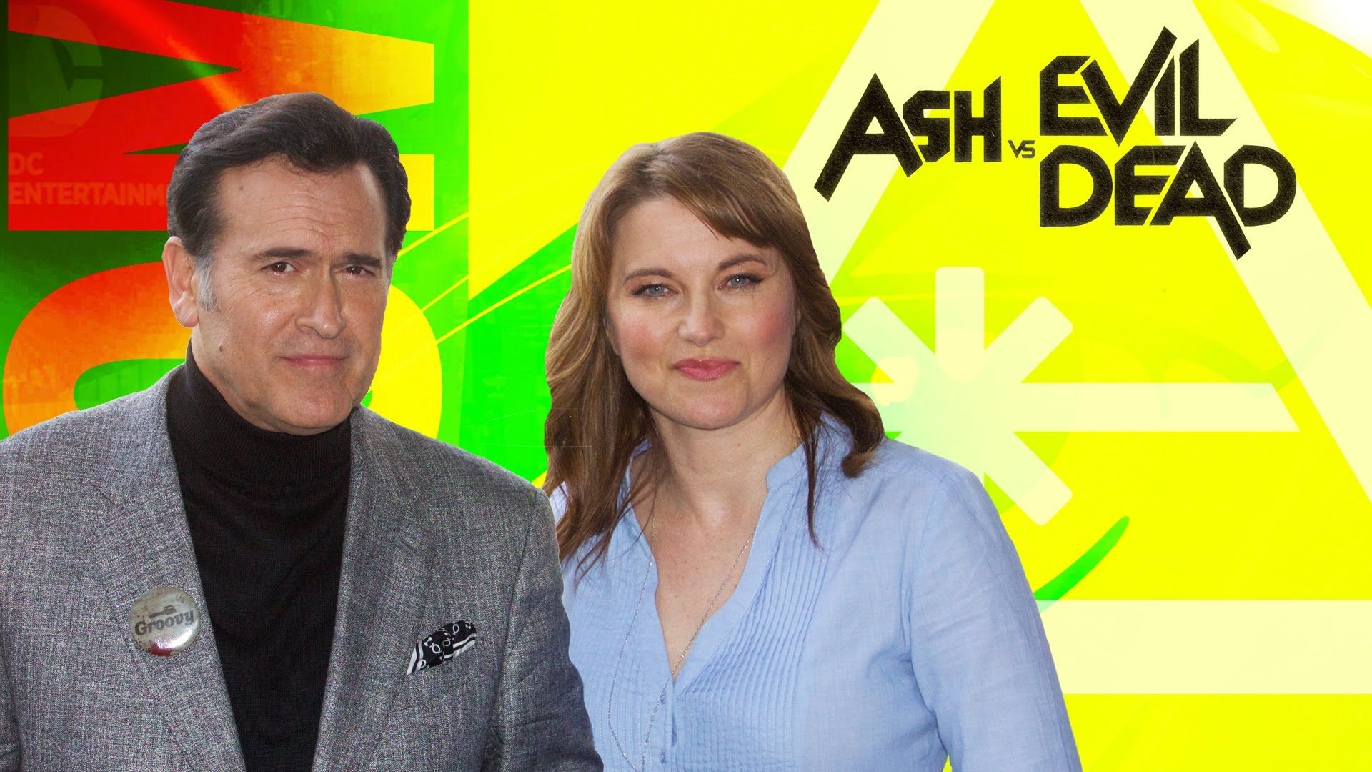 Bruce Campbell: Ash Williams and Lucy Lawless, The leading characters in a popular horror TV series. 1920x1080 Full HD Background.