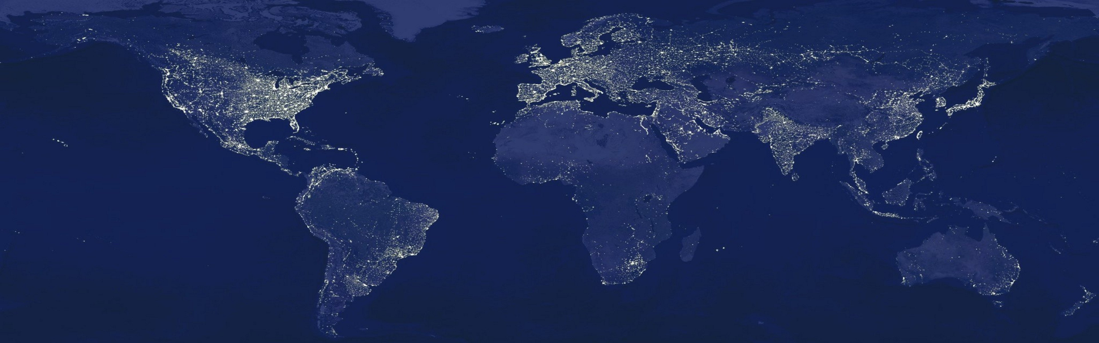 Night earth pollution, Global maps, Old world map, Vintage aesthetic, 3840x1200 Dual Screen Desktop